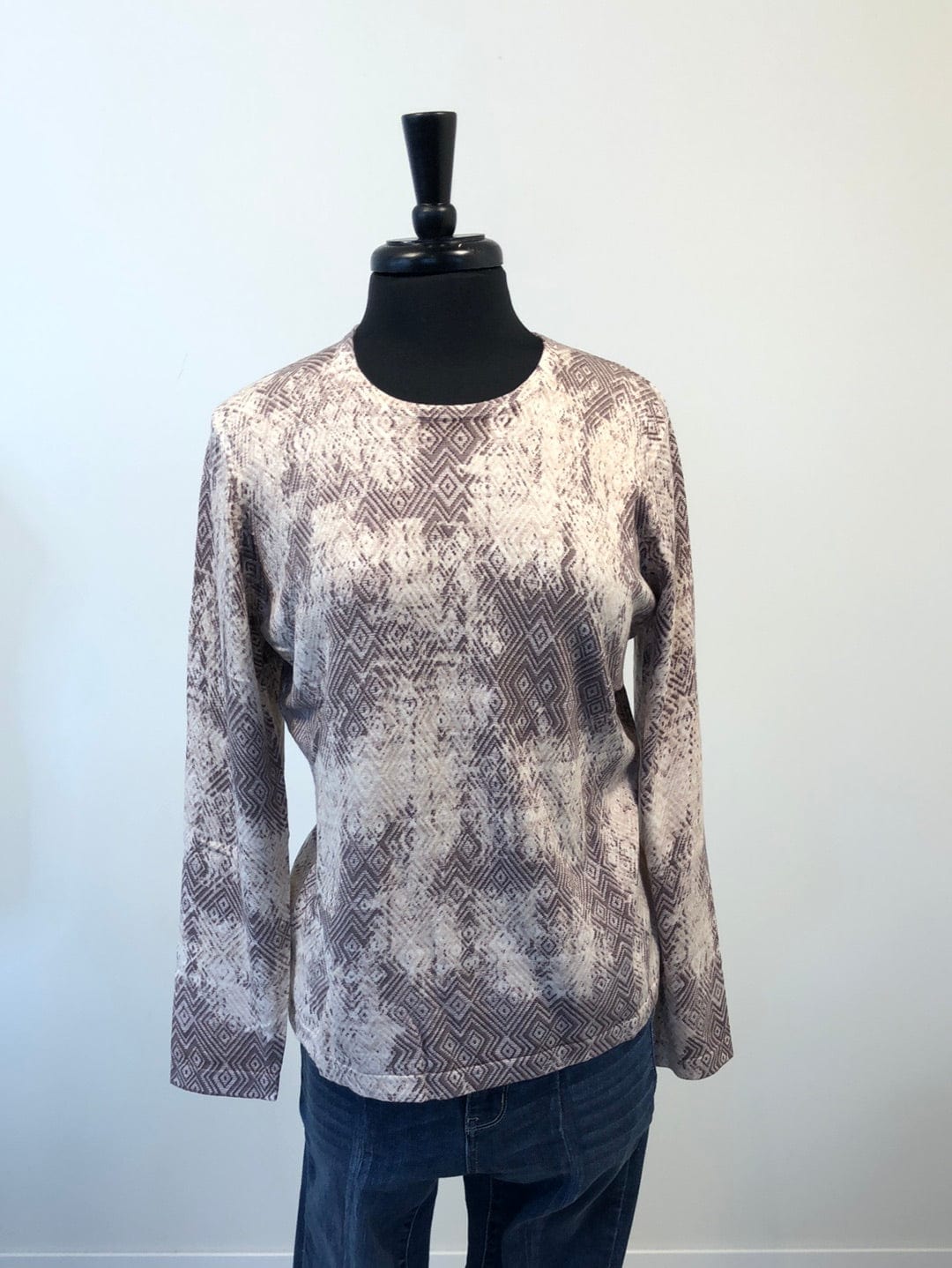 Brown Vintage Print Sweater