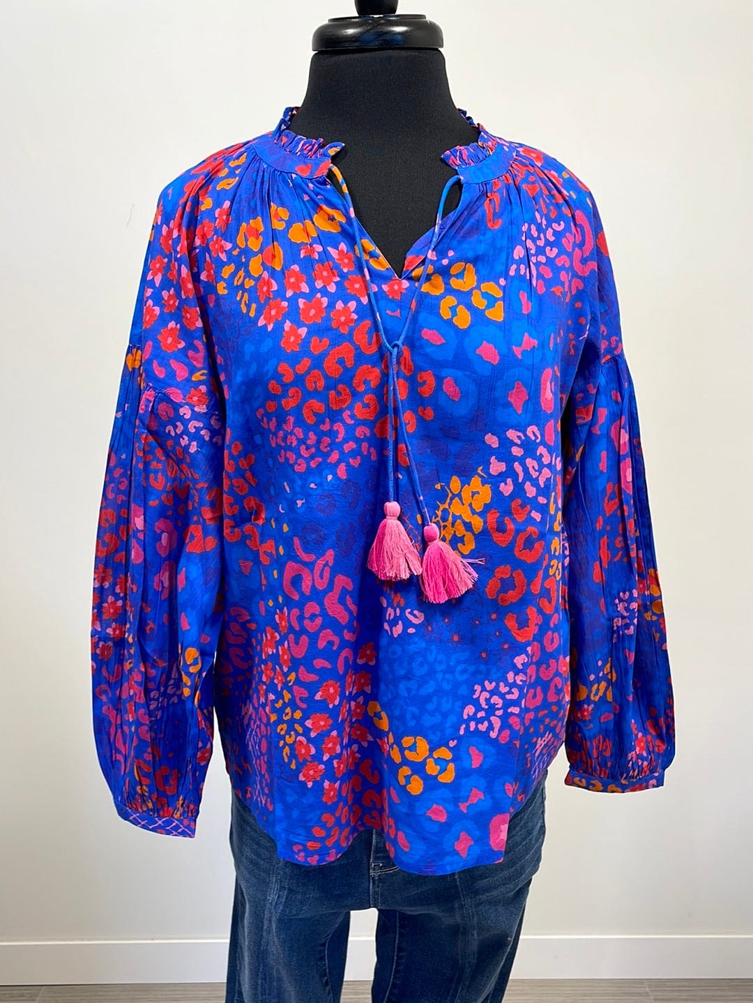 Blue Leopard Jovie Flounce Top