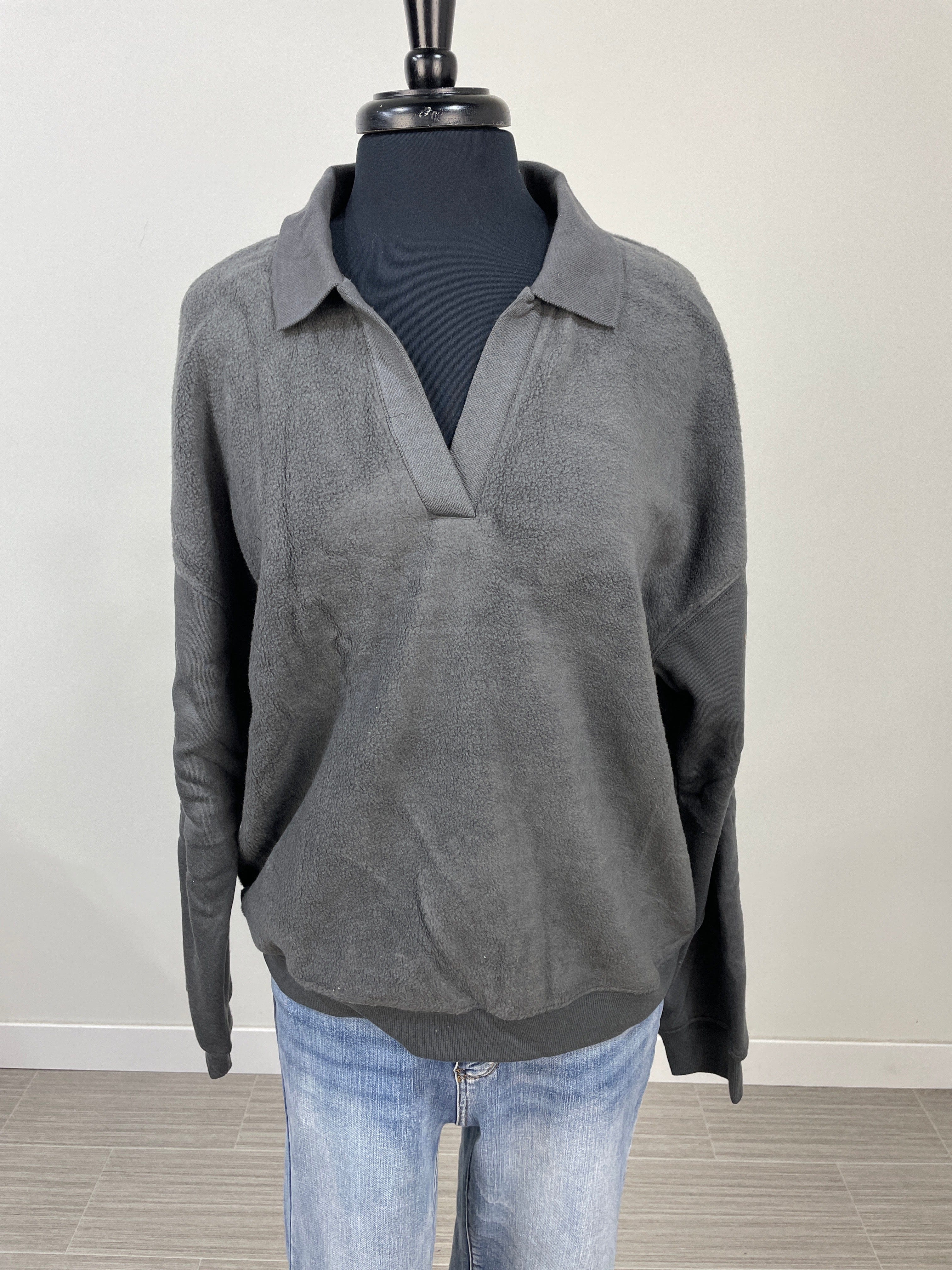 Asphalt Grey Fleece Top