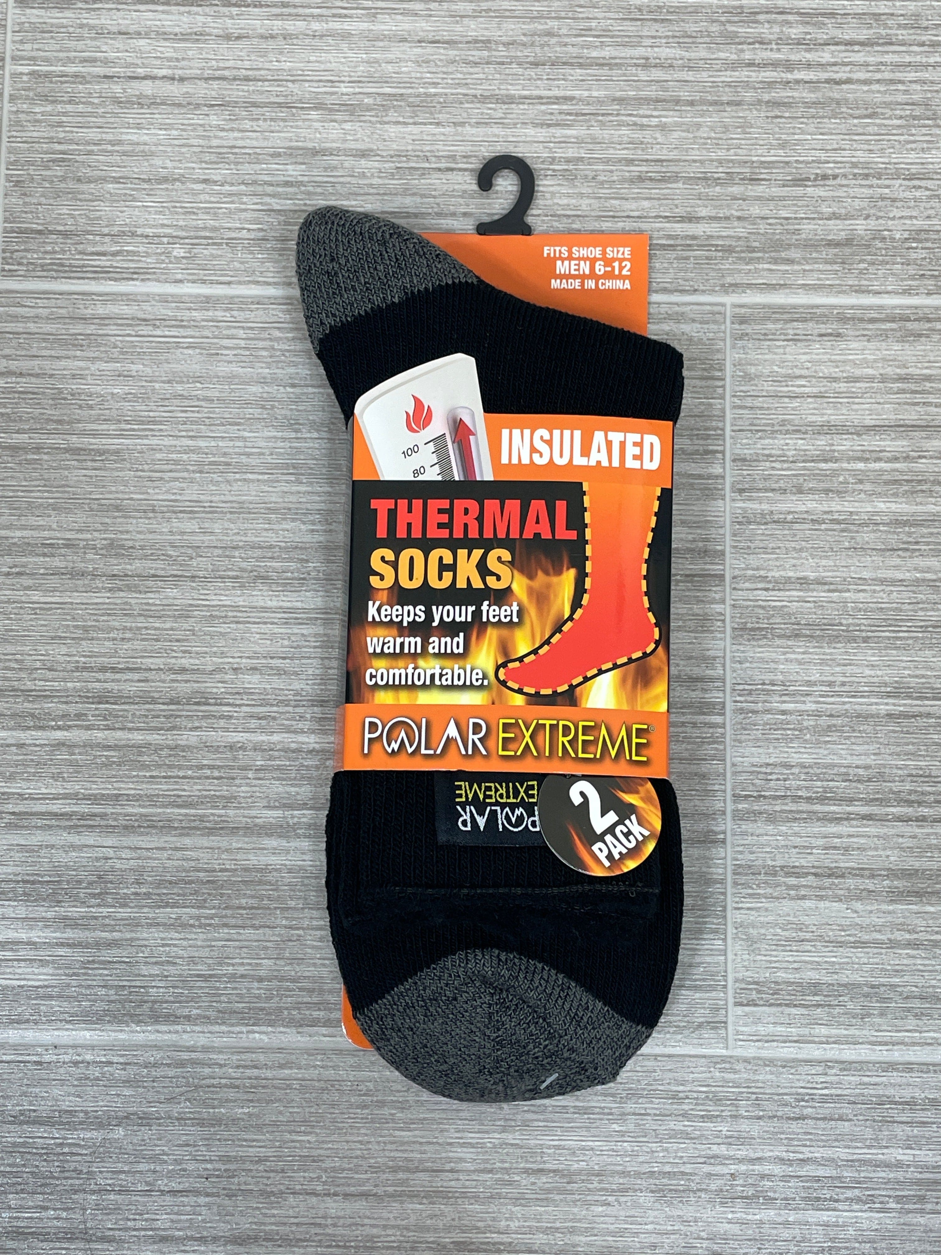 Black Contrast Toe 2-Pack Polar Extreme Heat Men's Lite Brushed Sock