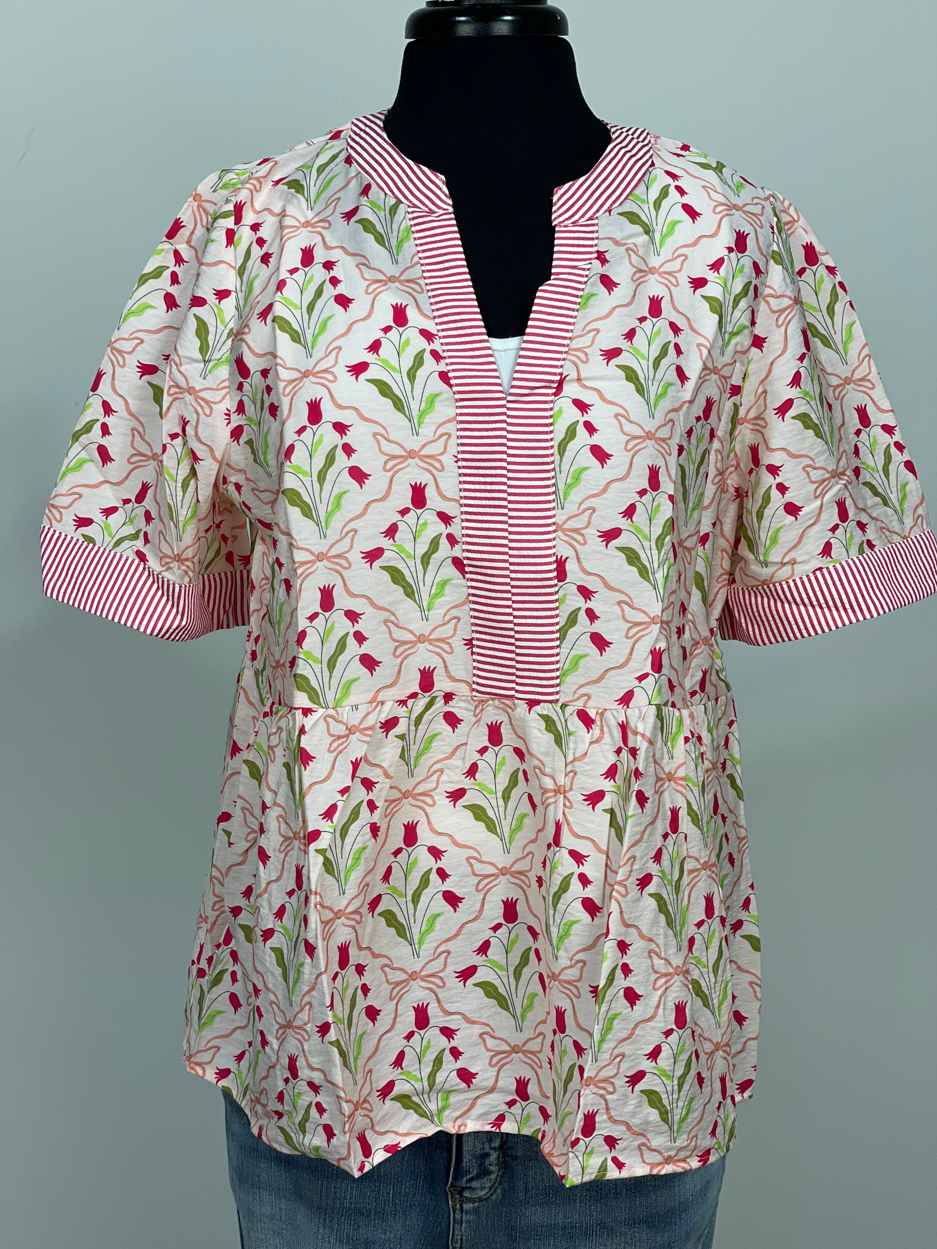 Blush & Pink Tulip Babydoll Blouse