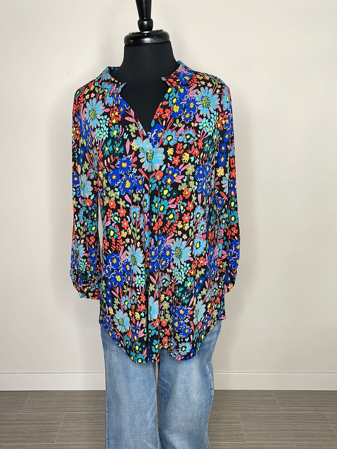 Black Cheerful Multi Floral Lizzy Top