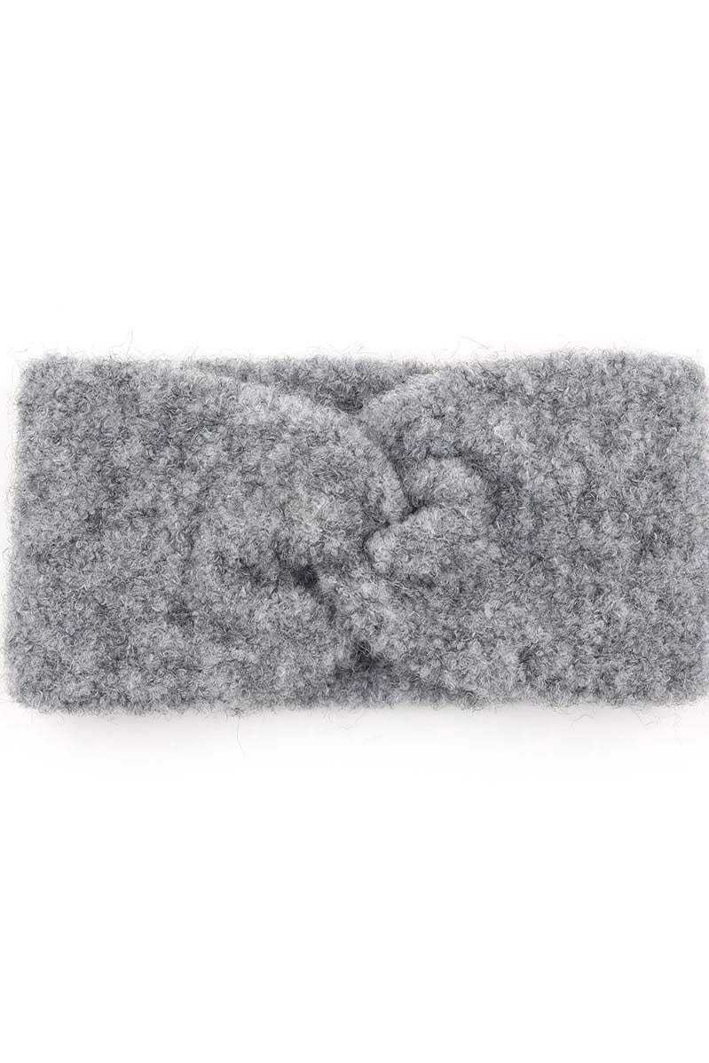 Lt Grey Knitted Shearling Yarn Twisted Headband