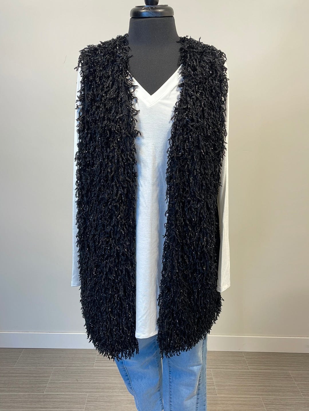 Black Faux Fur Vest