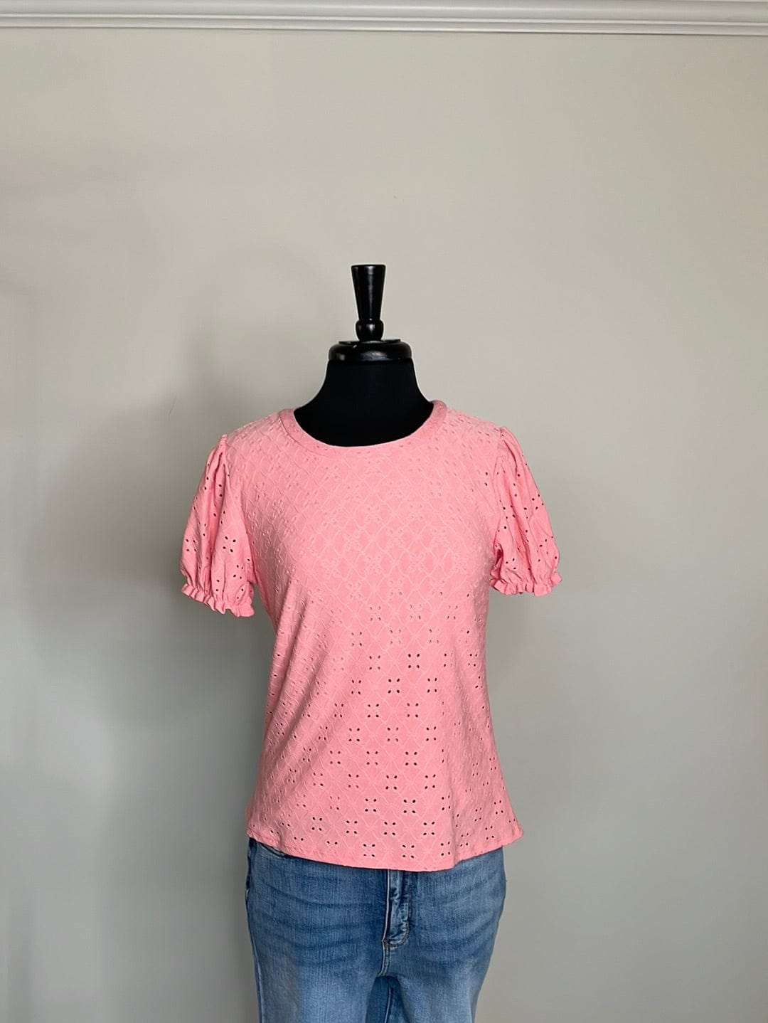 Peach Estela Eyelet Shortsleeve Blouse