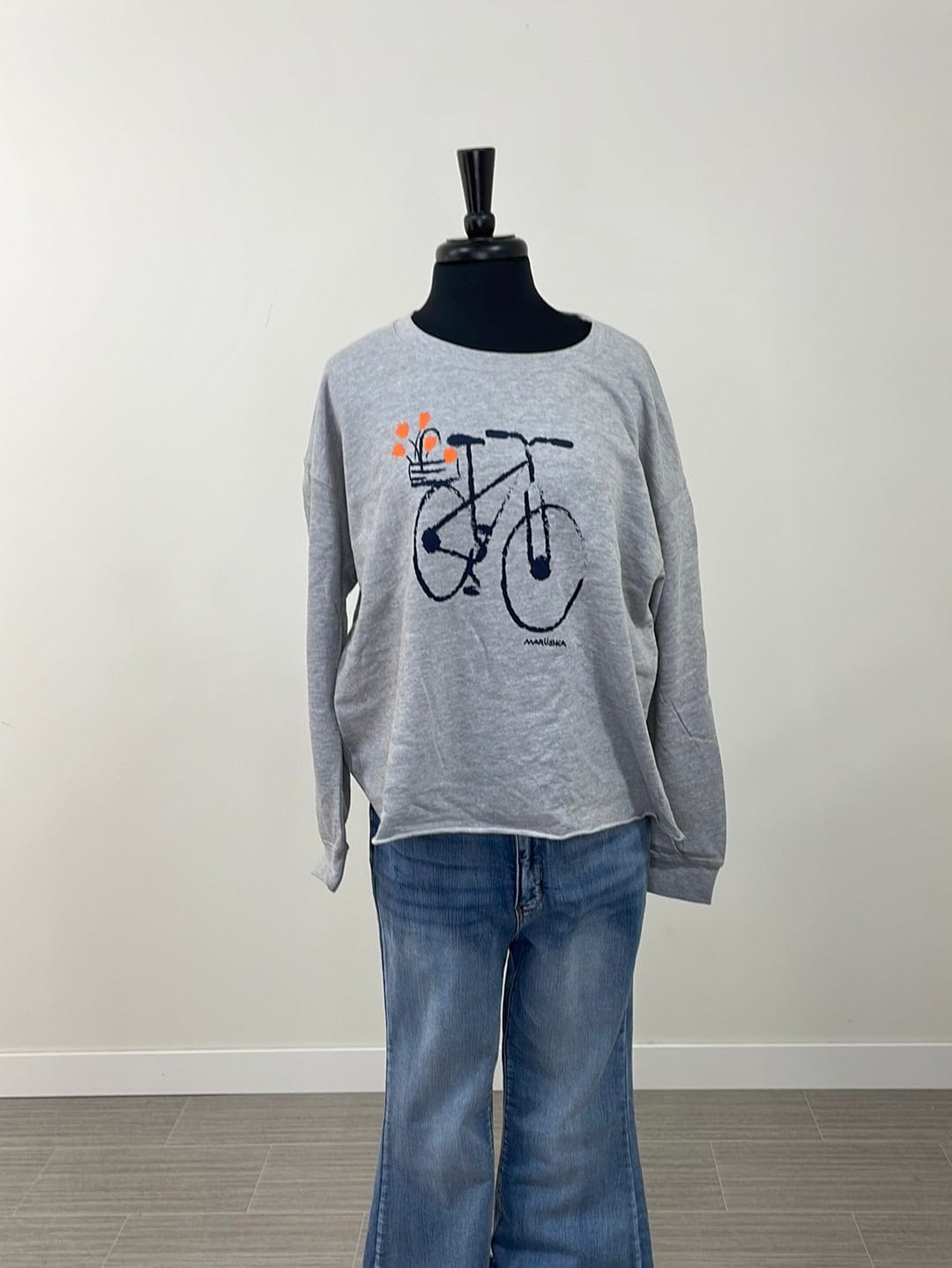 Grey Bike Tulips Drop Shoulder Sweatshirt
