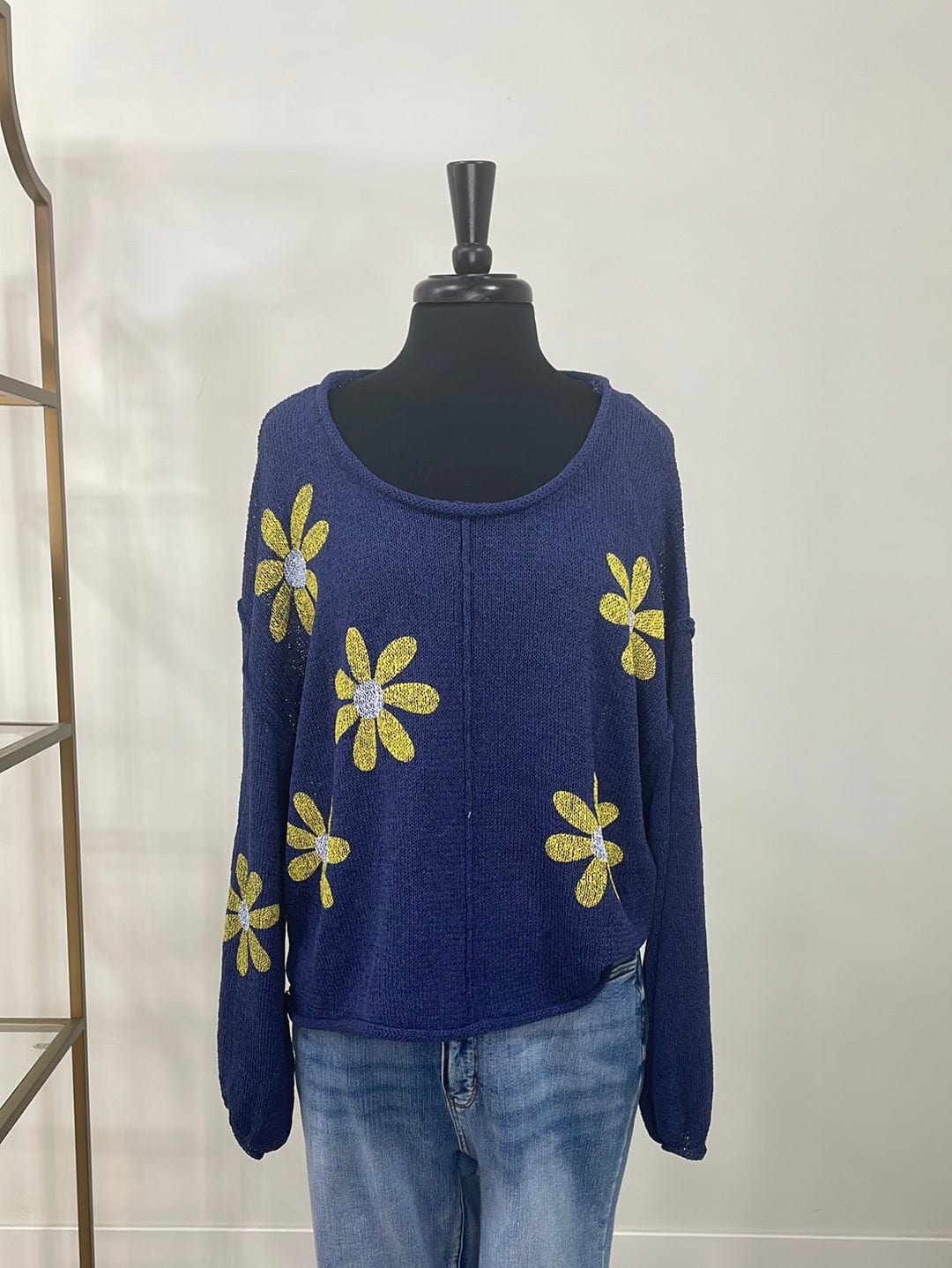 Navy Daisy Sweater