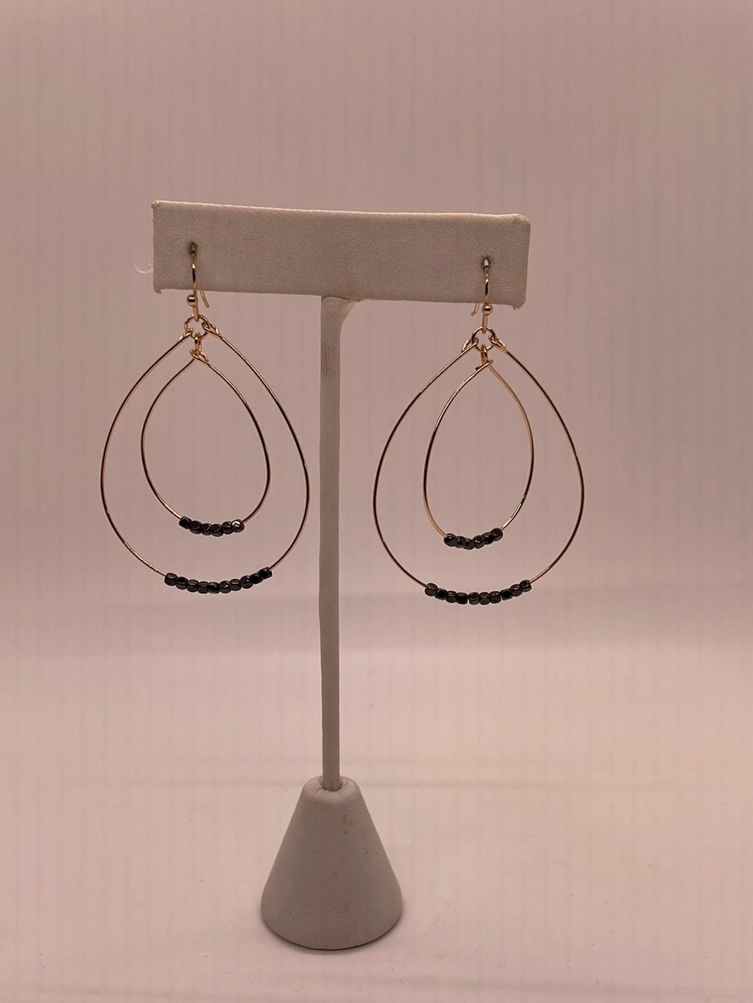 Black Nugget Wire Loop Earring