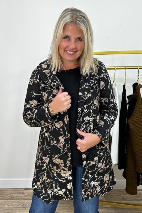 Black Floral Long Jacket