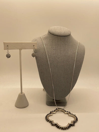Gray Stone Geo Pendant Necklace