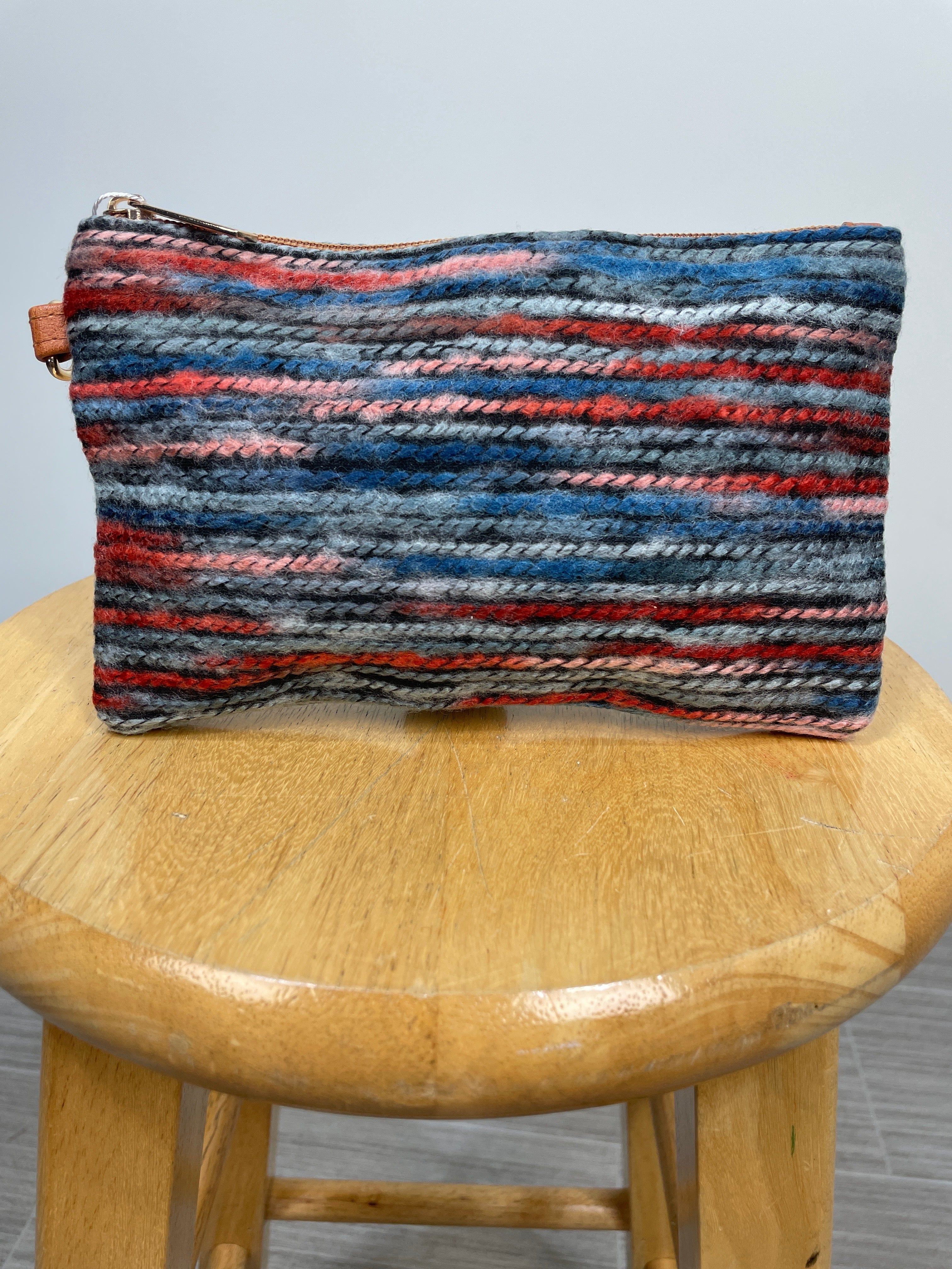 Multi Wavy Yarn Wristlet Pouch Bag