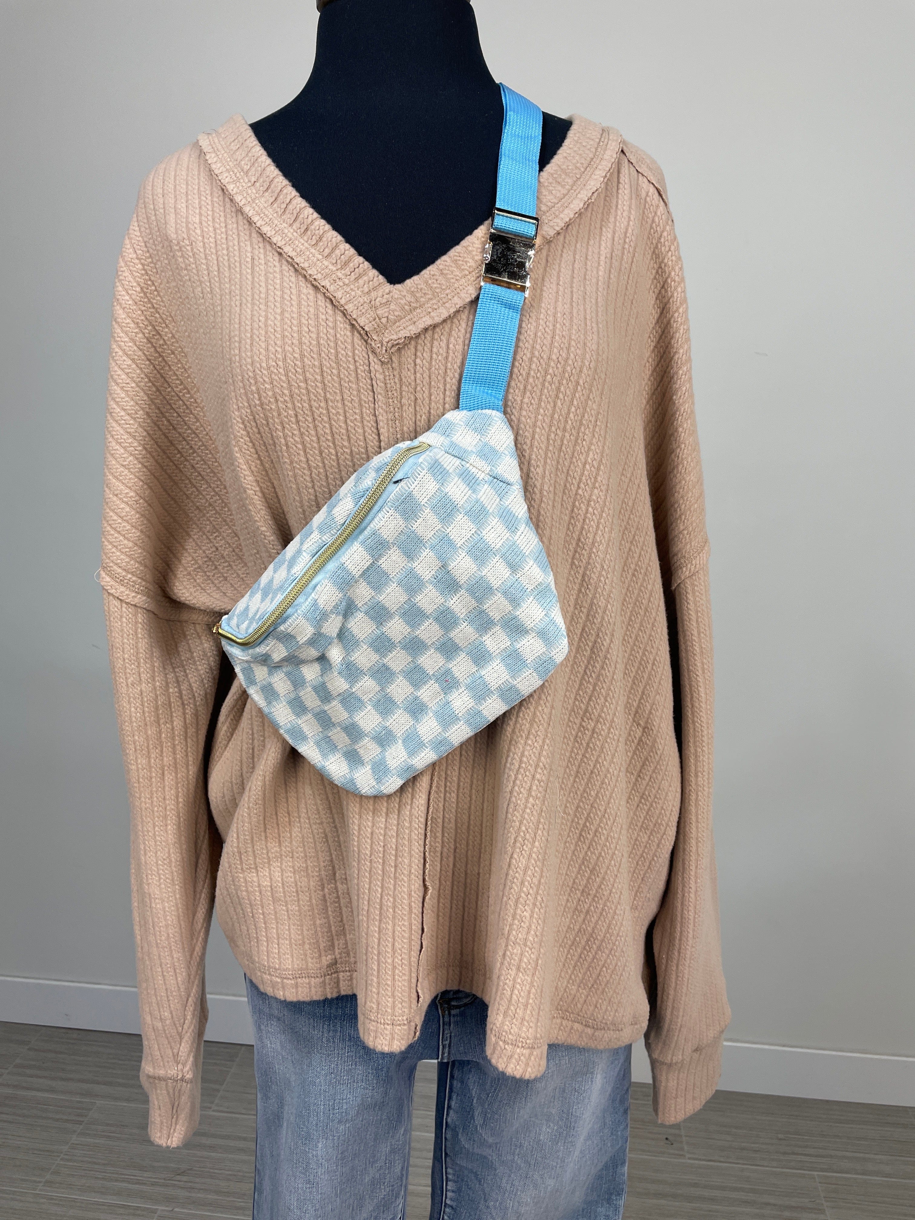 Blue Checkered Sling Bag