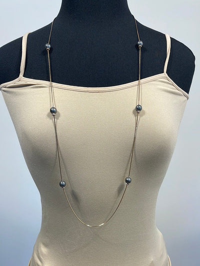 Gray Pearl Chain Necklace