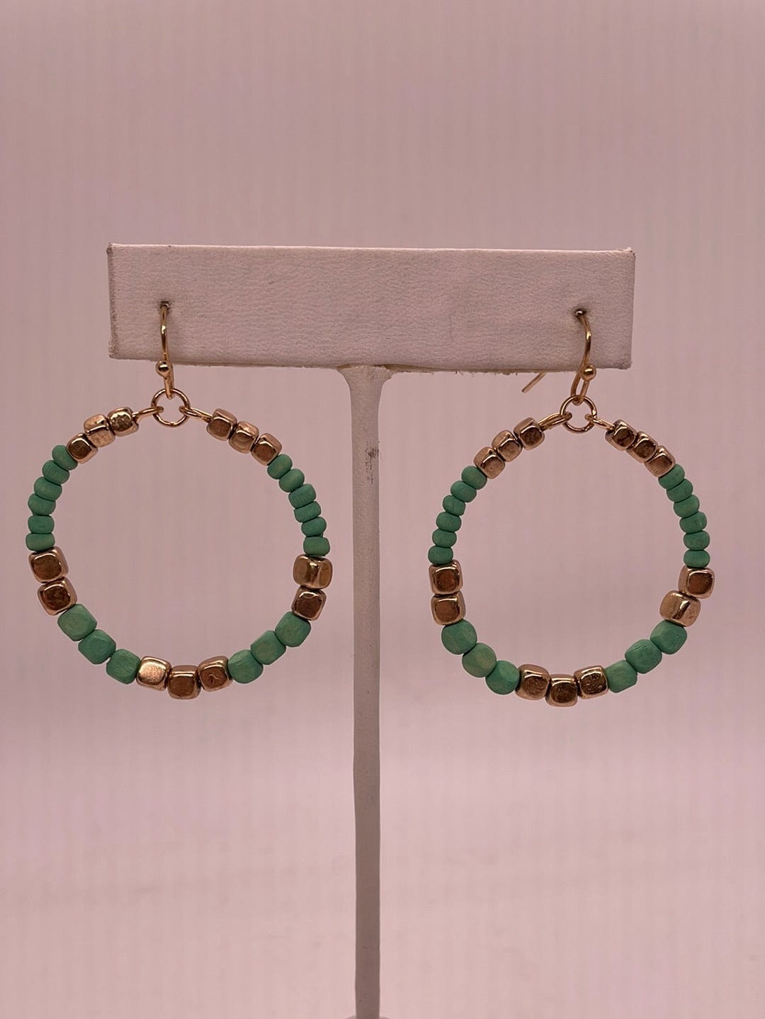Gold & Mint Circle Dangle Earring
