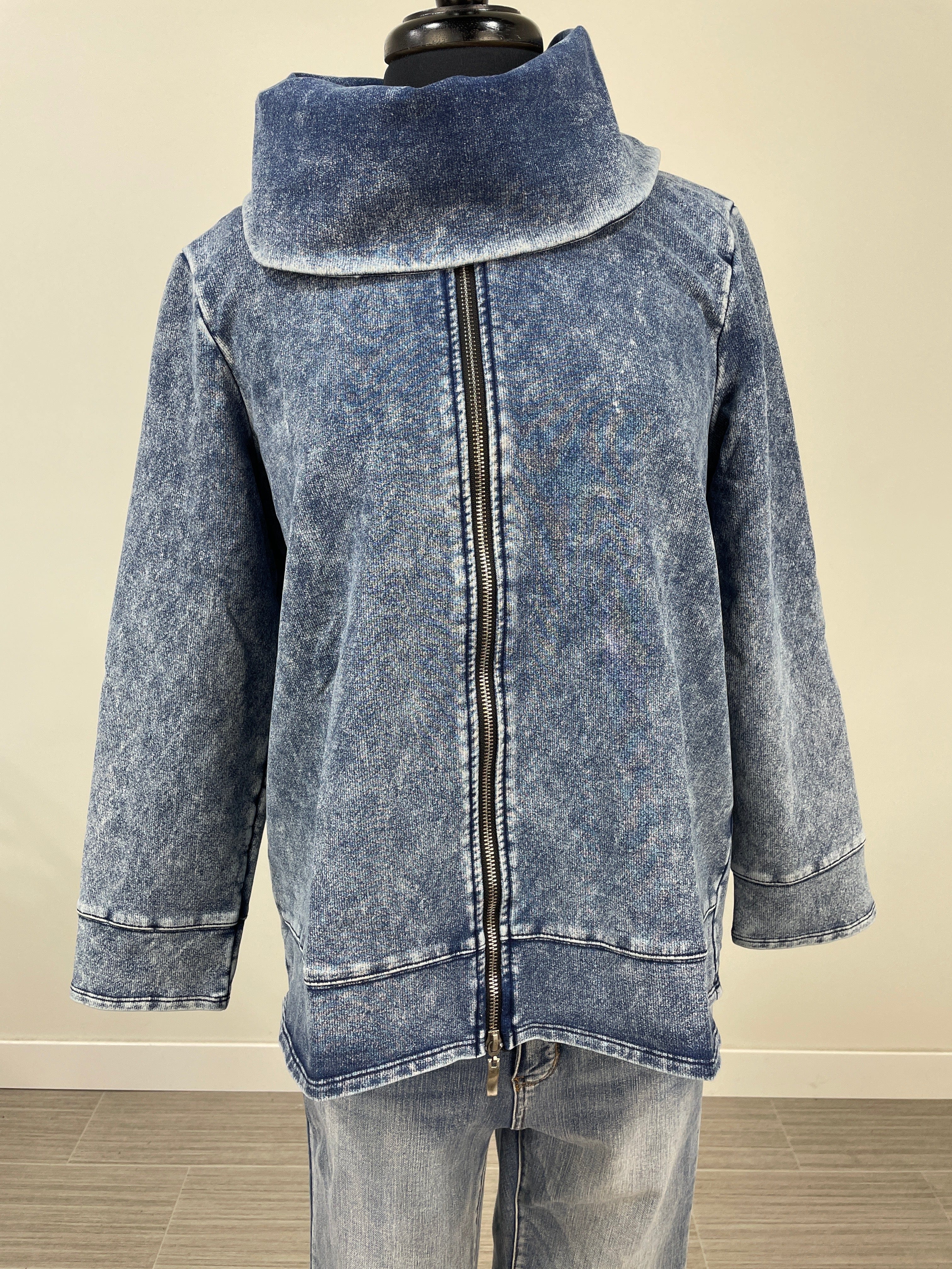 Denim Cowl Neck Jacket