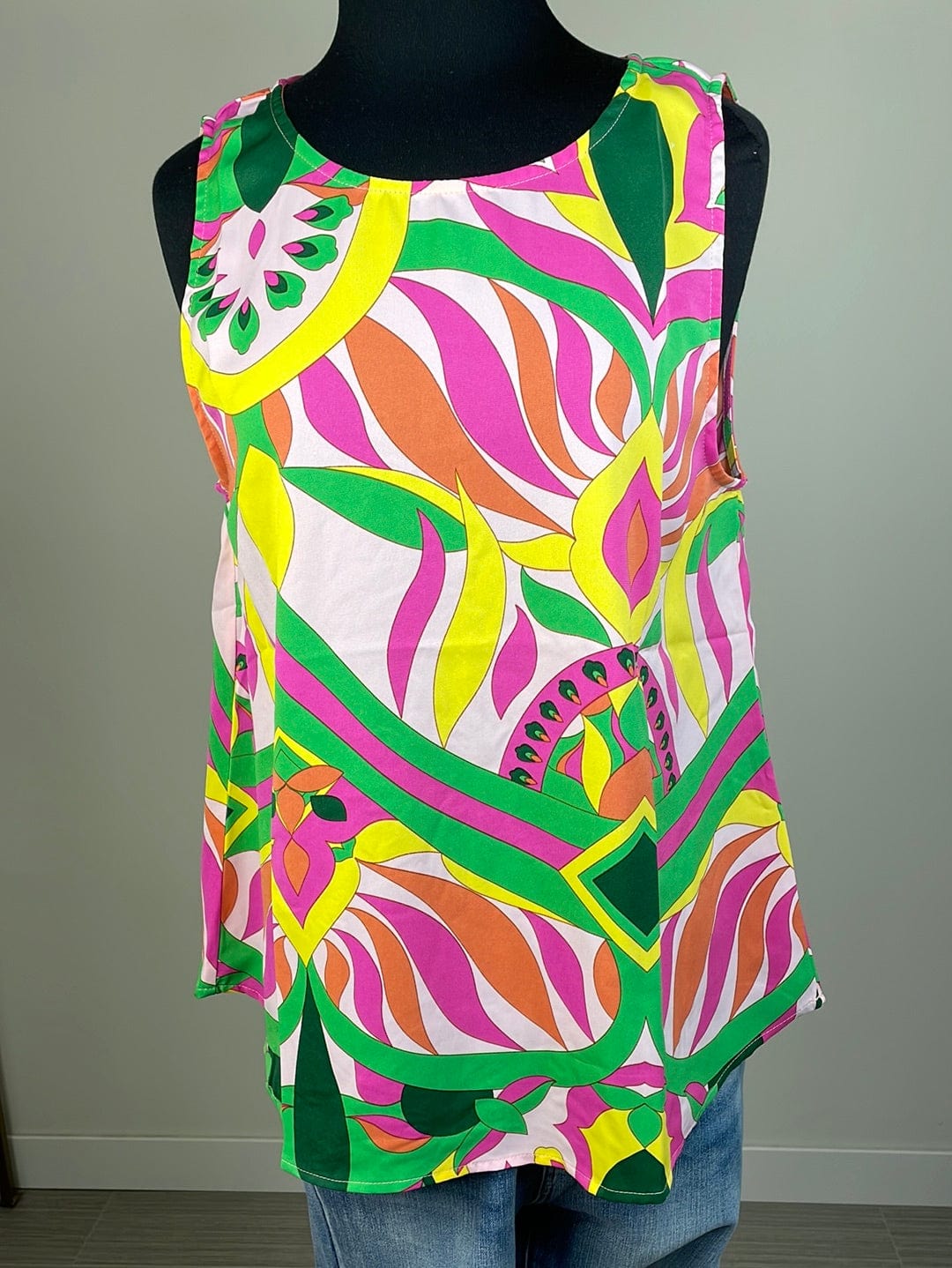 Pink Geo Abstract Print Top