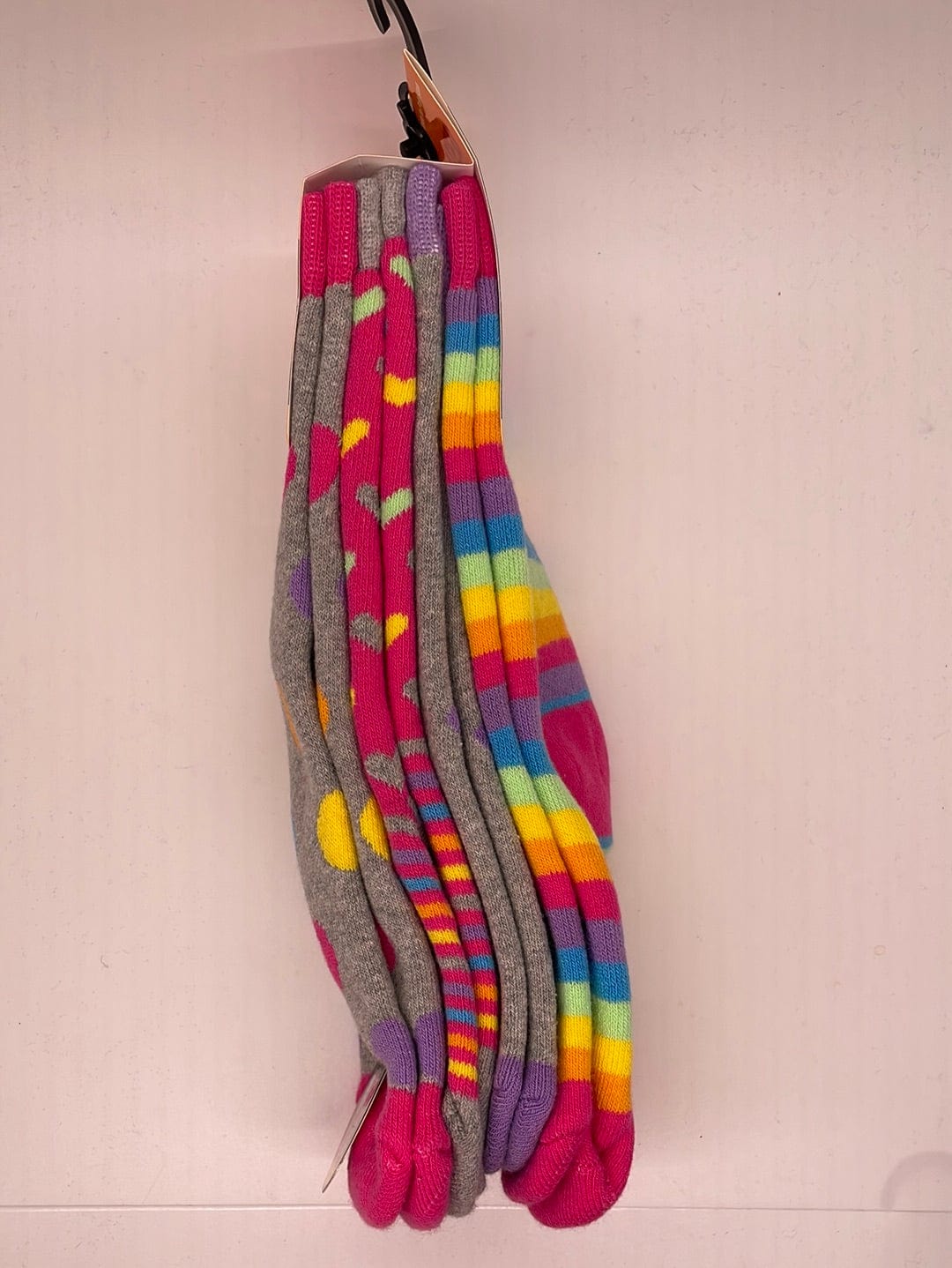 PE Pink Printed 4pk Kids Thermal Socks 6-10