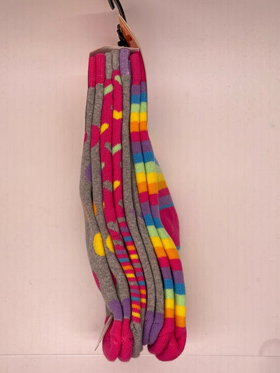 PE Pink Printed 4pk Kids Thermal Socks 6-10