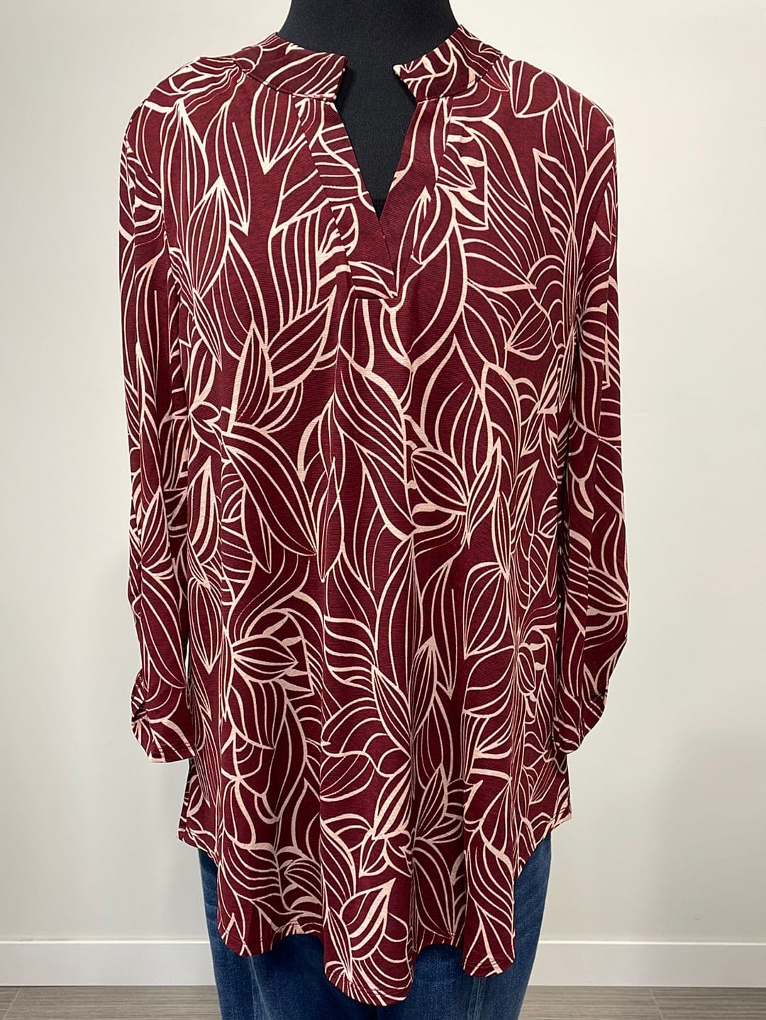 Wine Floral Outline Lizzy Top