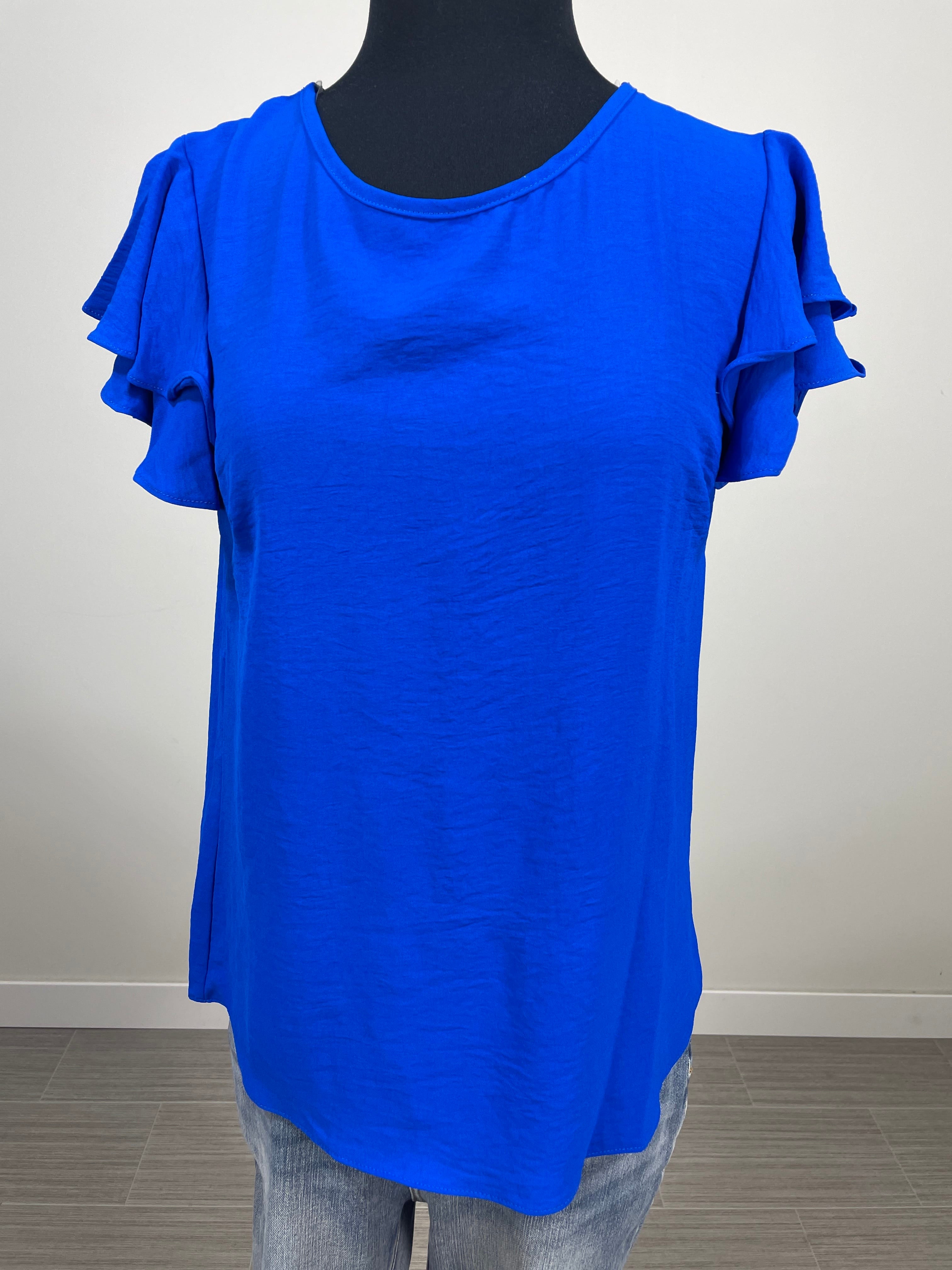Royal Blue Double Ruffle Sleeve Top