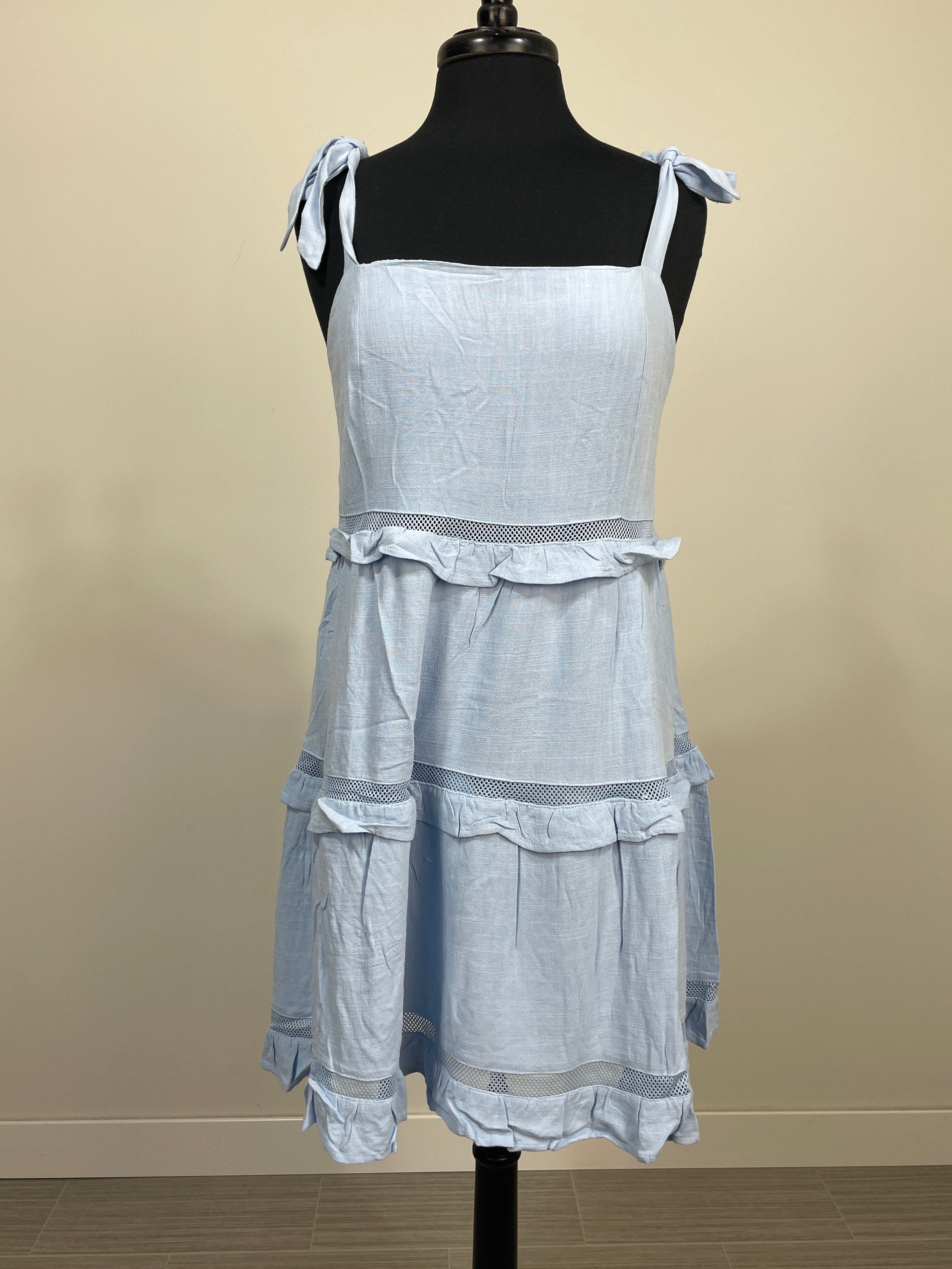 Sky Blue Multi Tiered Ruffle Dress