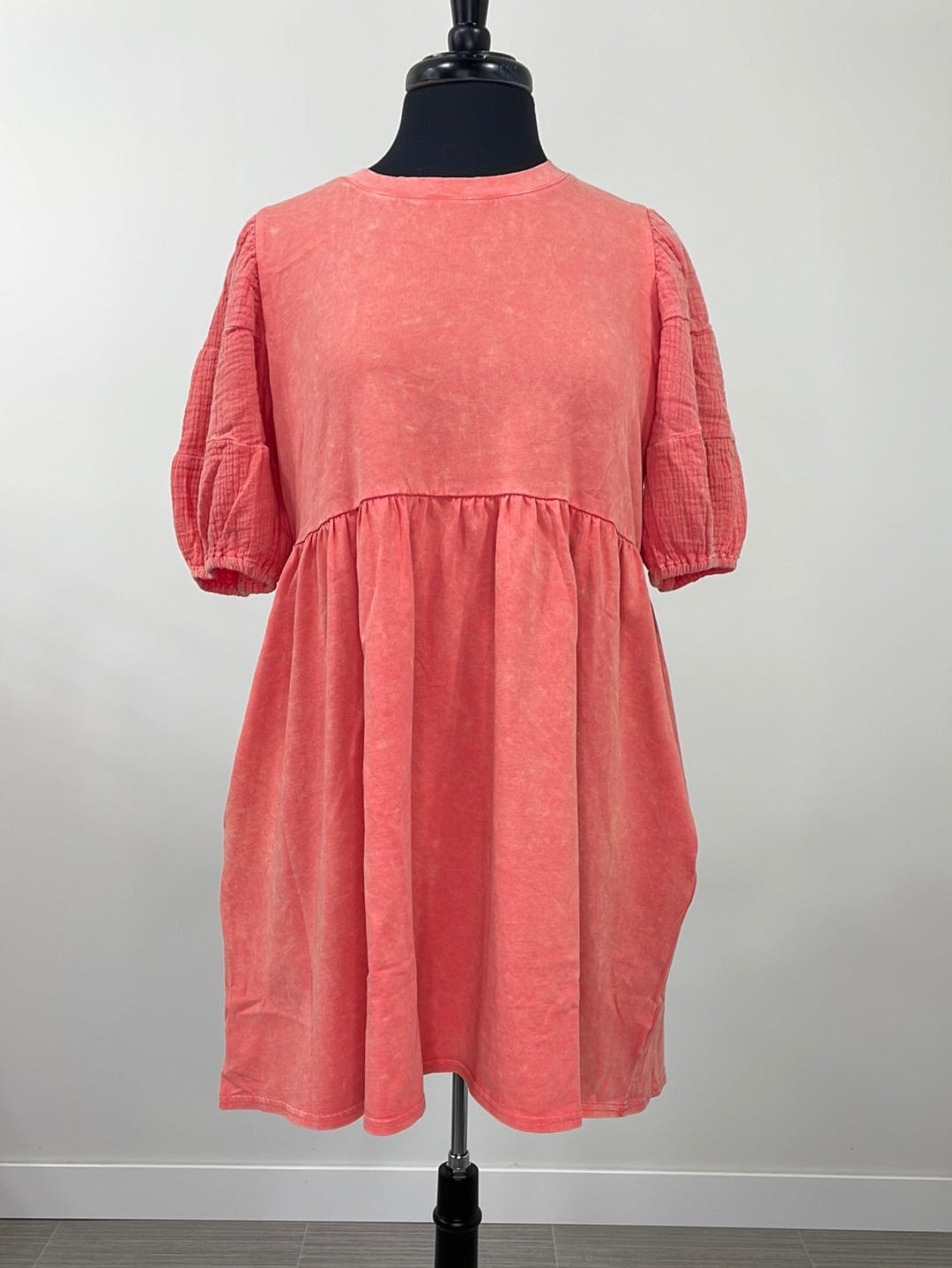 Coral Washed Cotton Dress