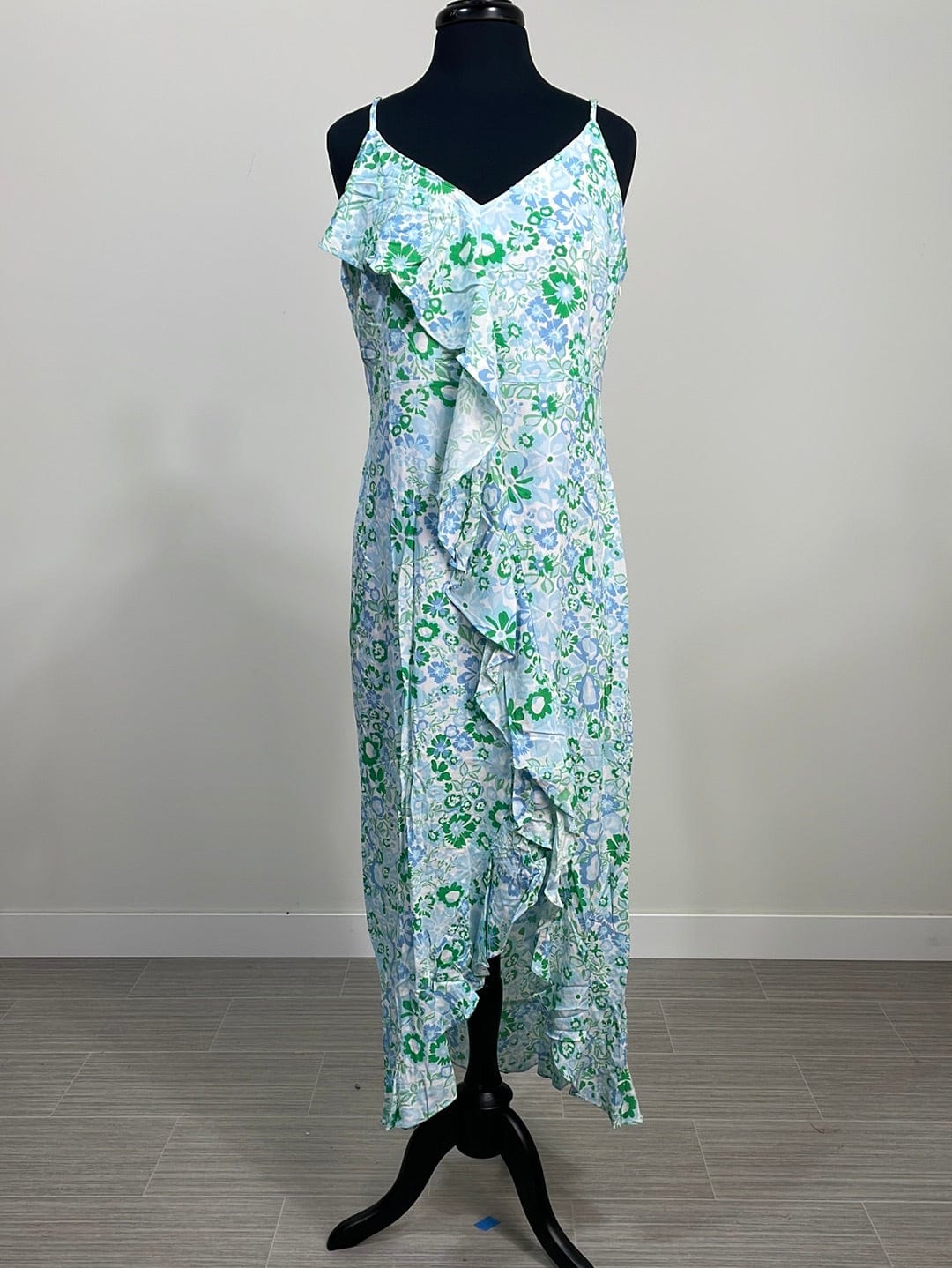 Blue & Green Floral Spaghetti Strap Dress