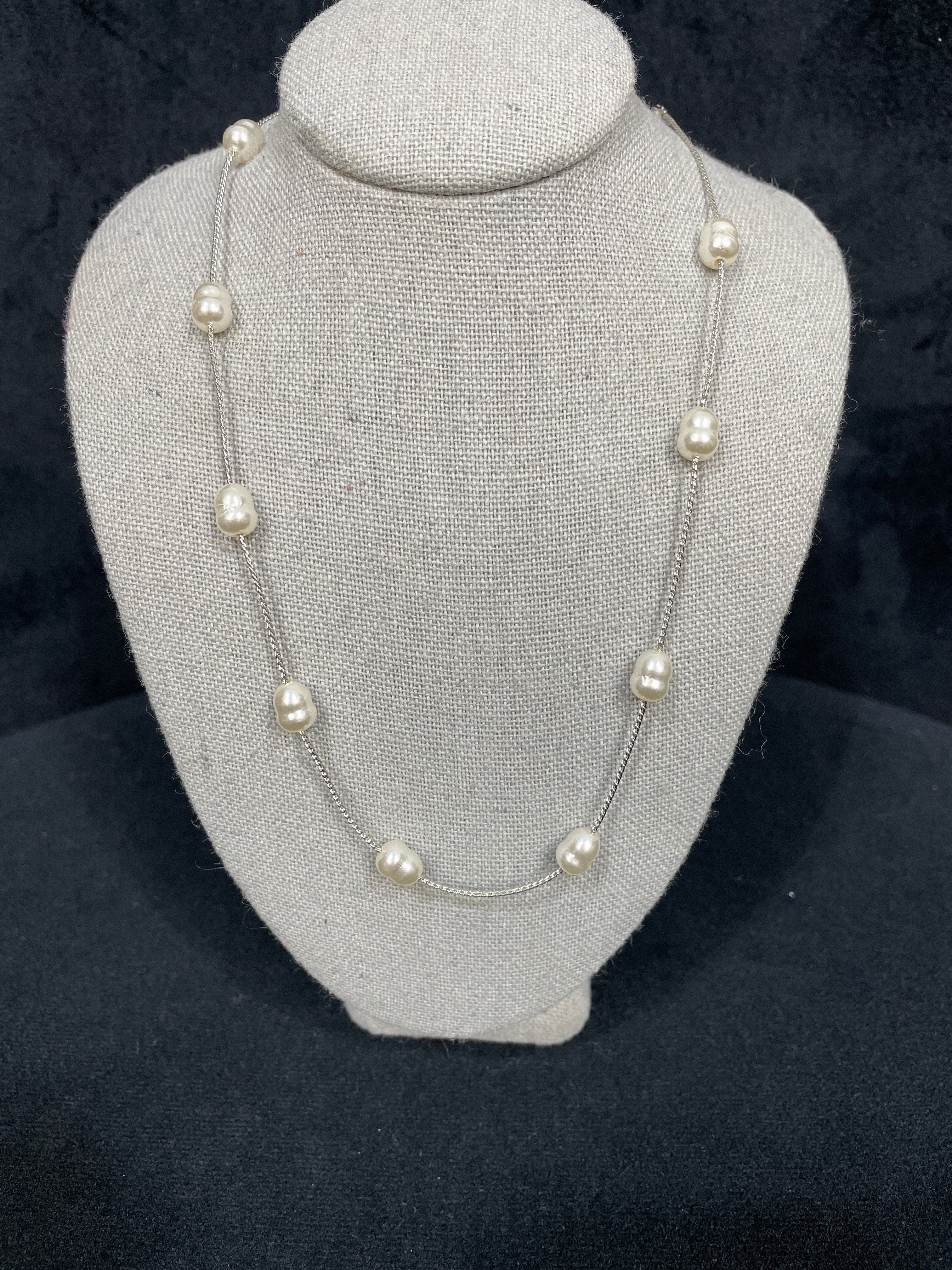Silver Multi Pearl Necklace
