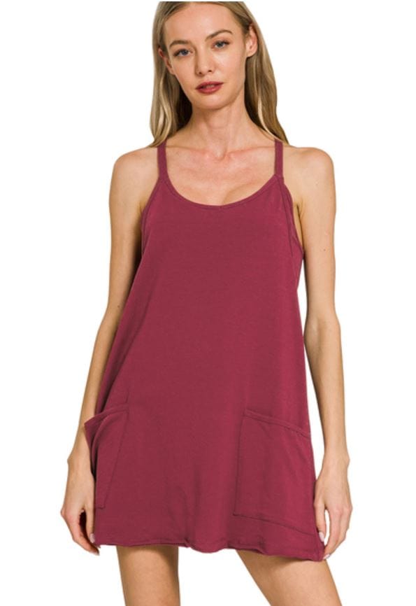 Cabernet Mini Dress with Built-in Romper Liner