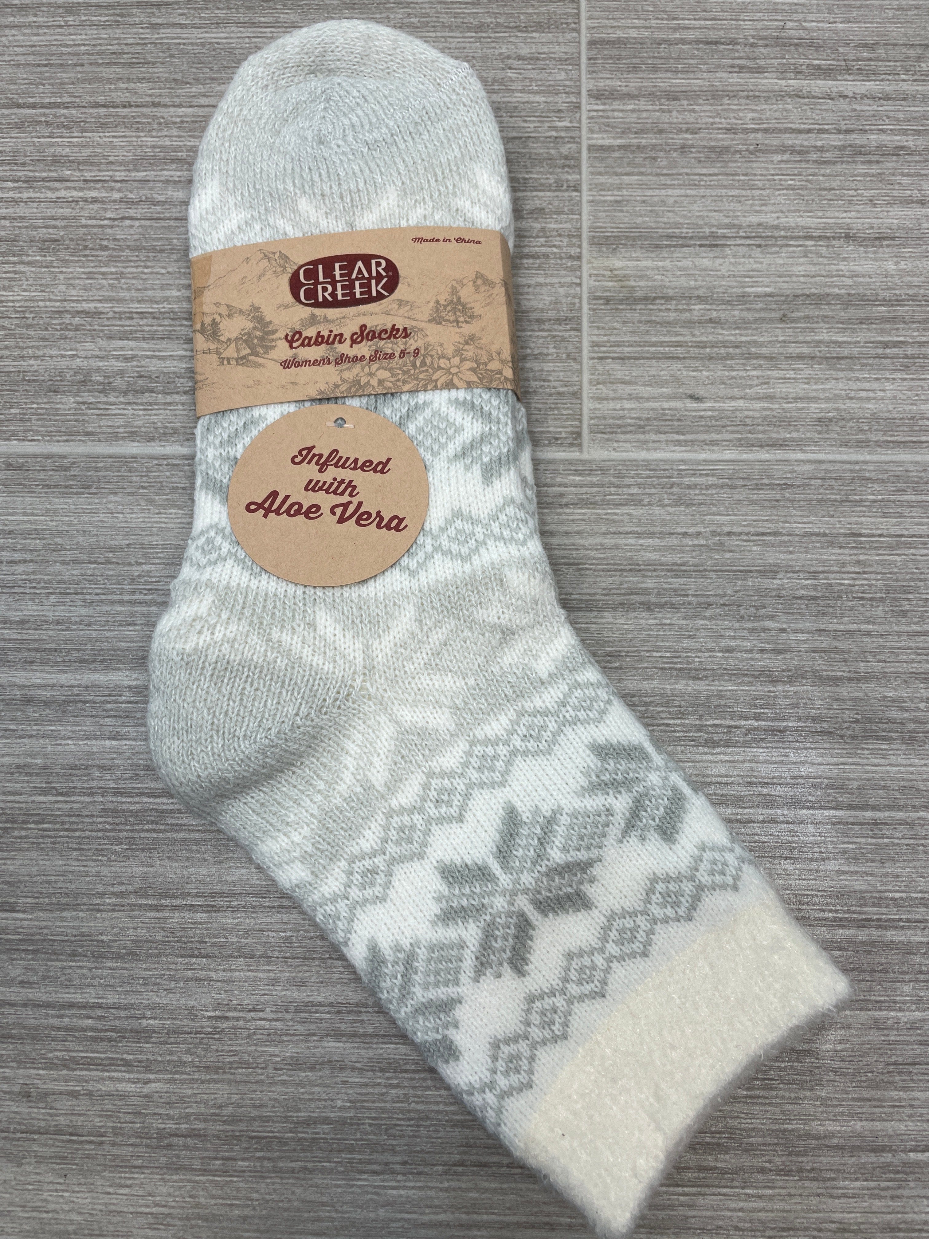Gray Snow Fair Isle Aloe Cabin Sock