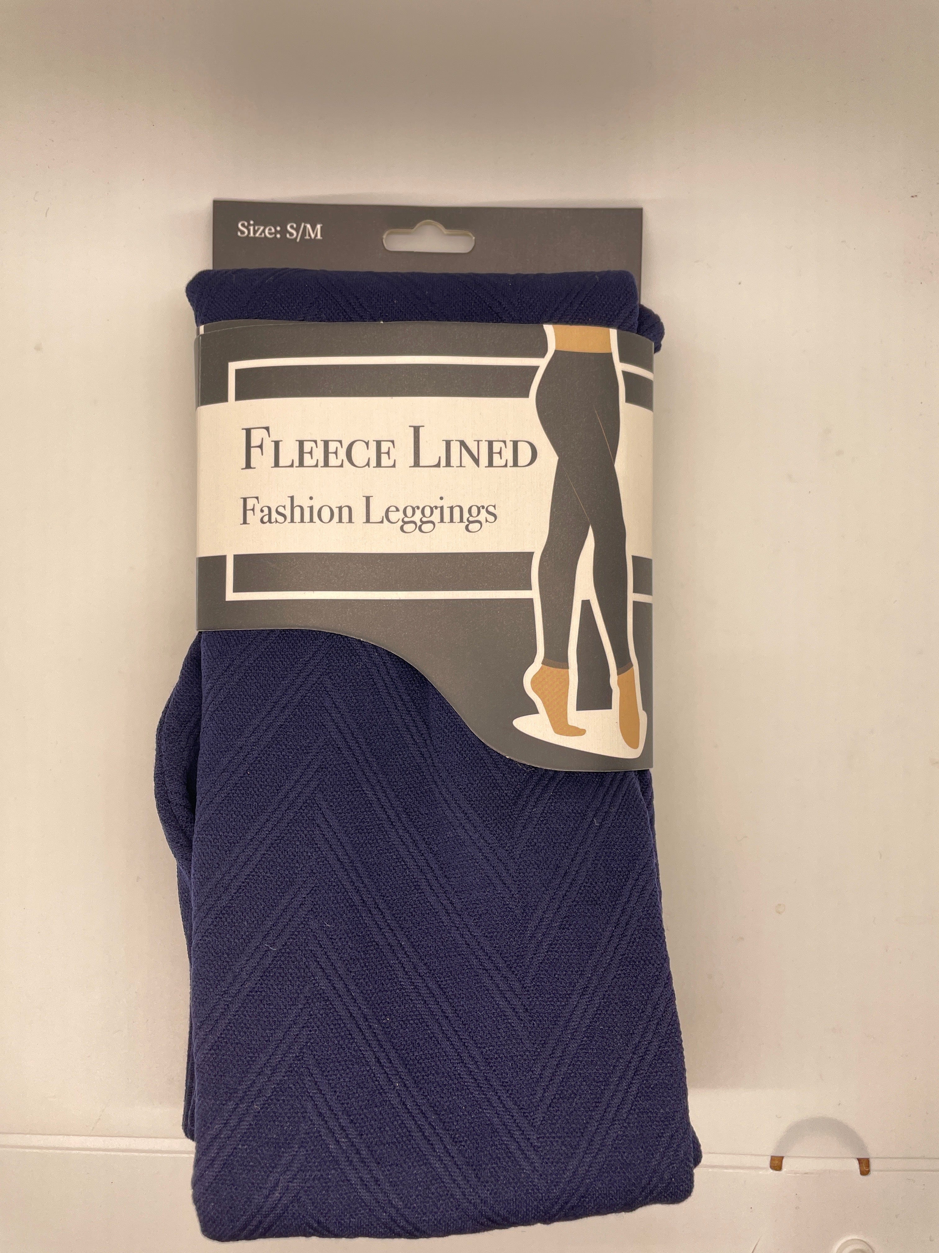 Navy Blue Textured Fleece Legging