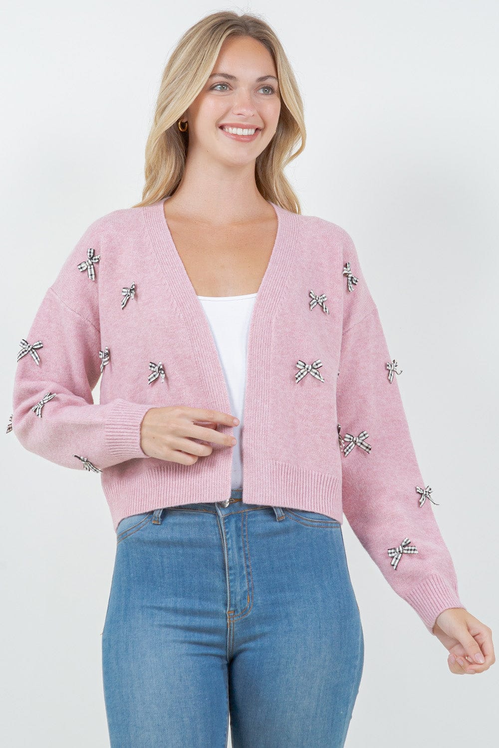 Pink with Black & White Bows Cardigan