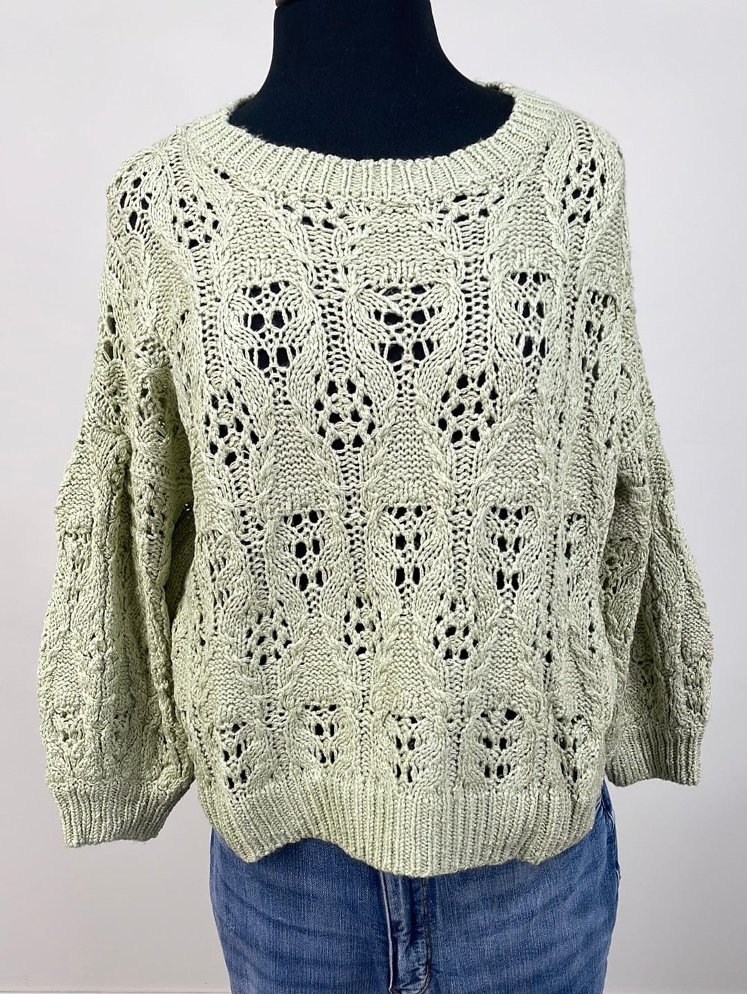 Mint Drop Shoulder Crop Sweater