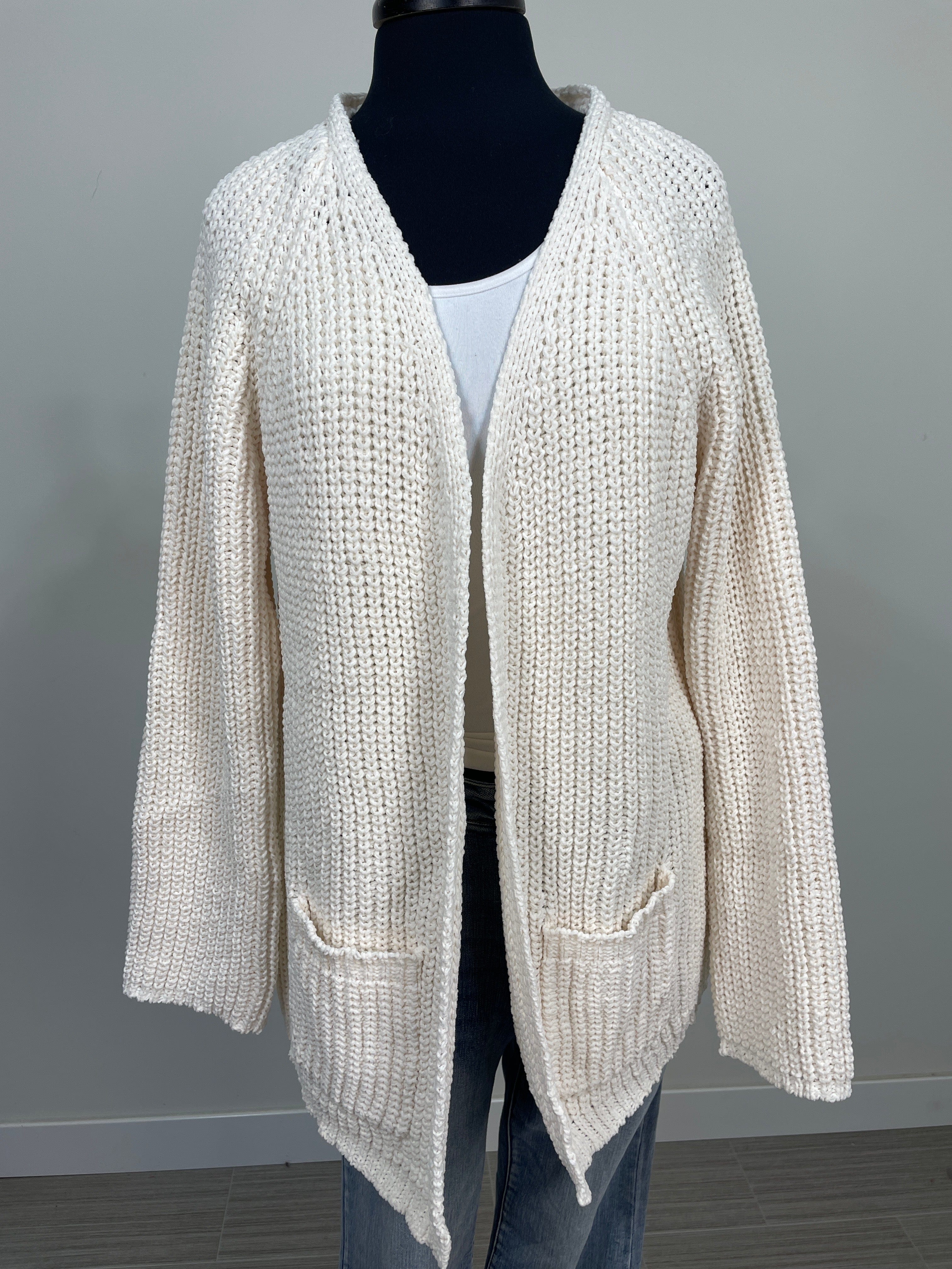 Cream Chenille Relaxed Fit Cardigan