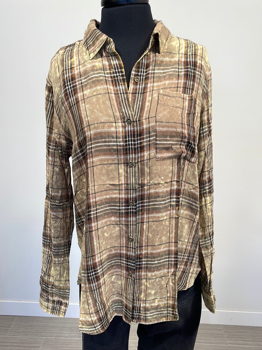 Taupe Wash Plaid Shirt