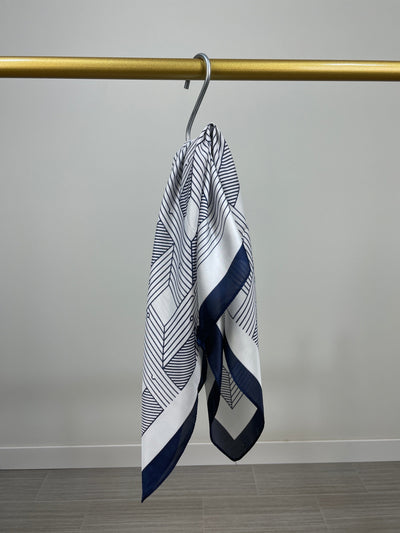 Navy Abstract Print Satin Scarf