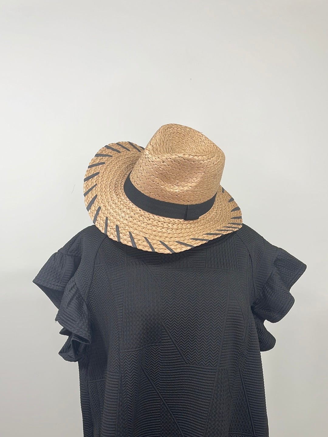 Straw Sun Hat with Black Ribbon