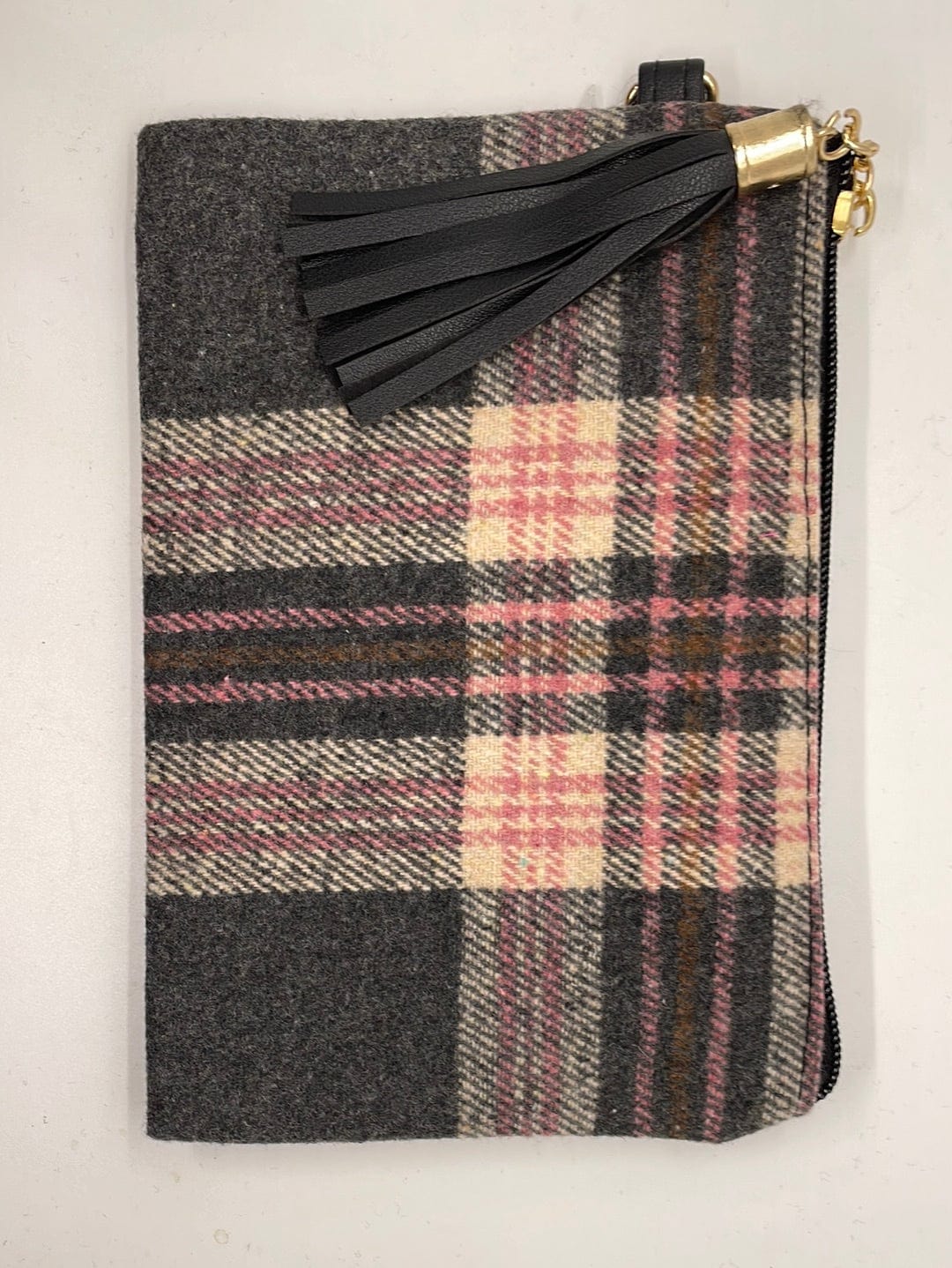 Pink Plaid Wristlet