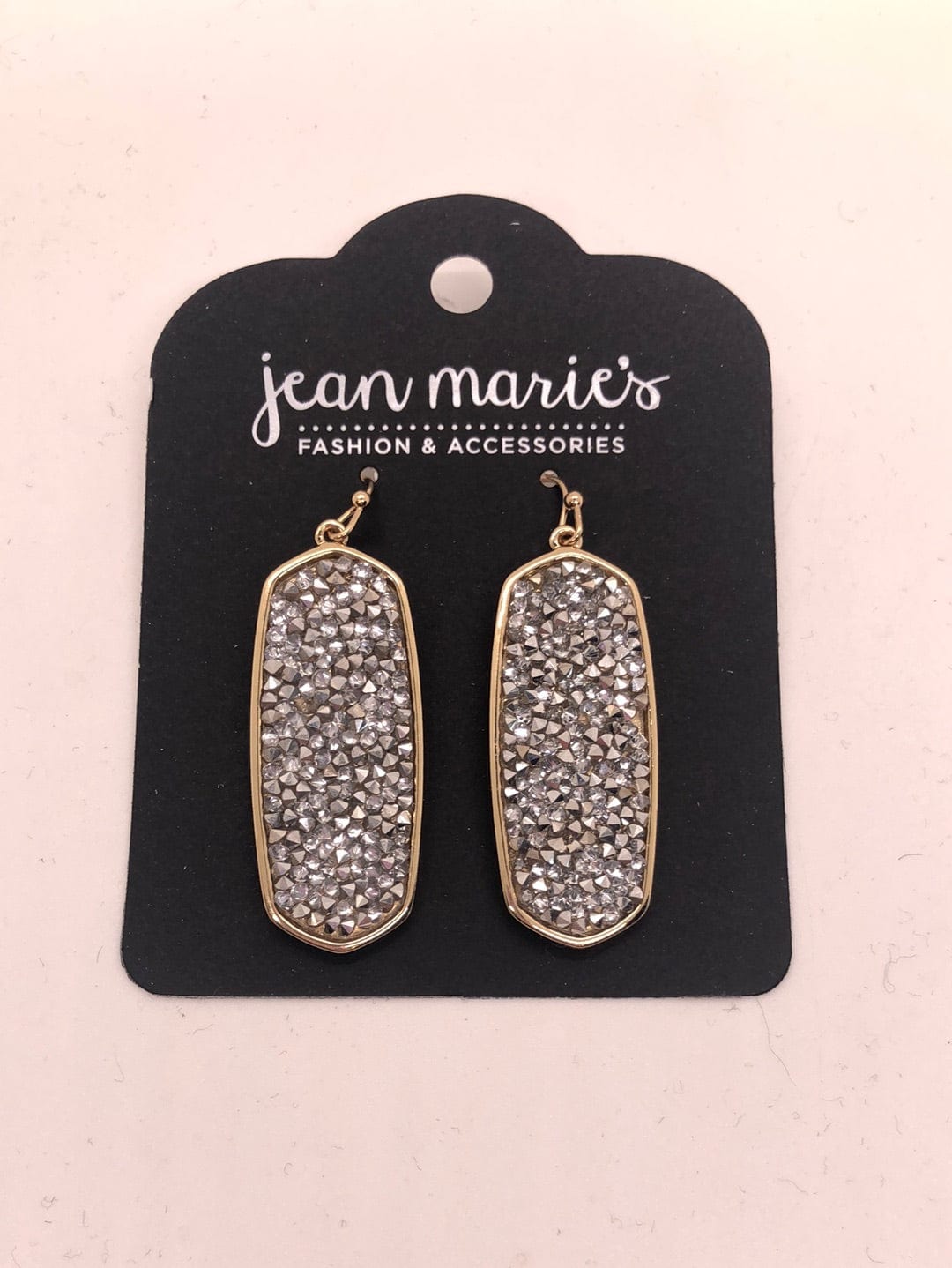 Silver Glitter Hexagon Earring