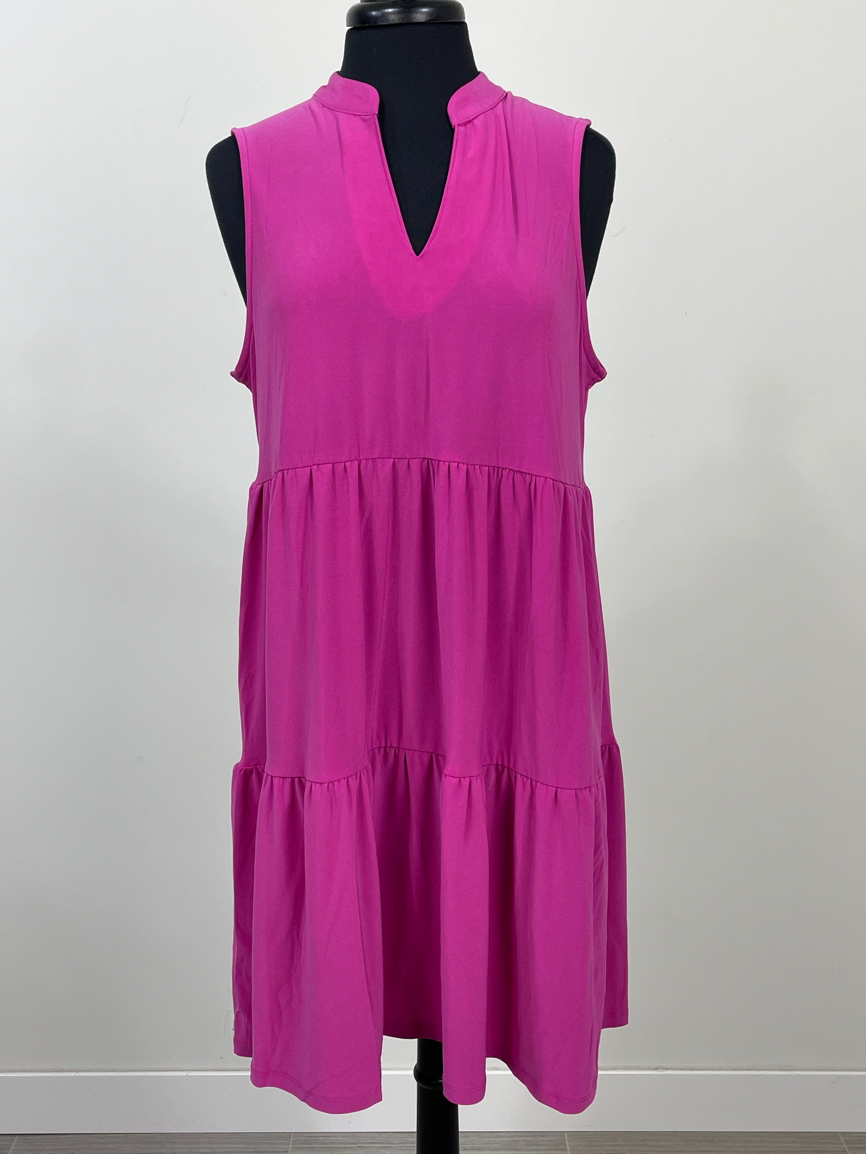 Magenta Tiered Tank Dress