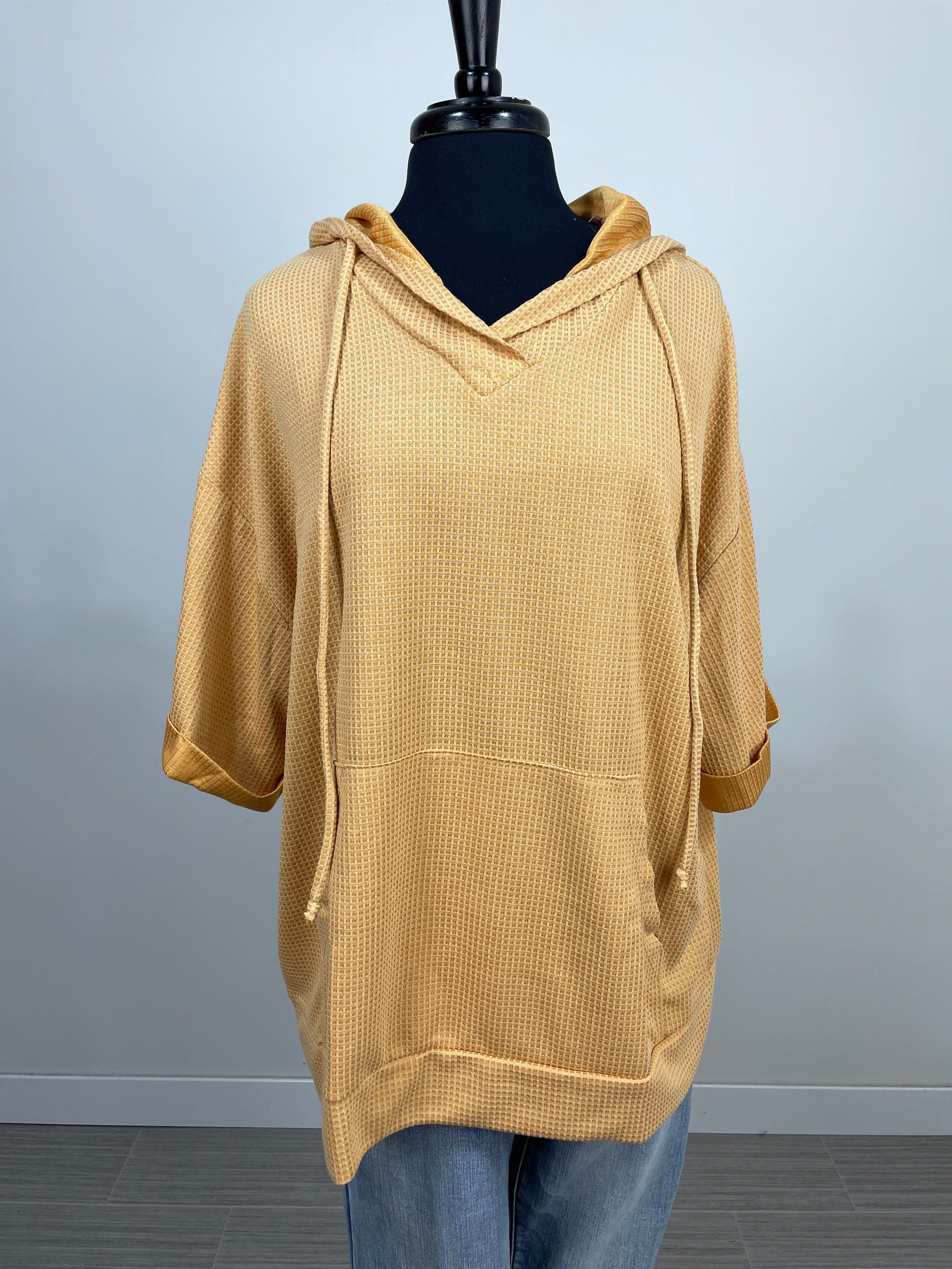 Marigold Waffle Shortsleeve Hoodie