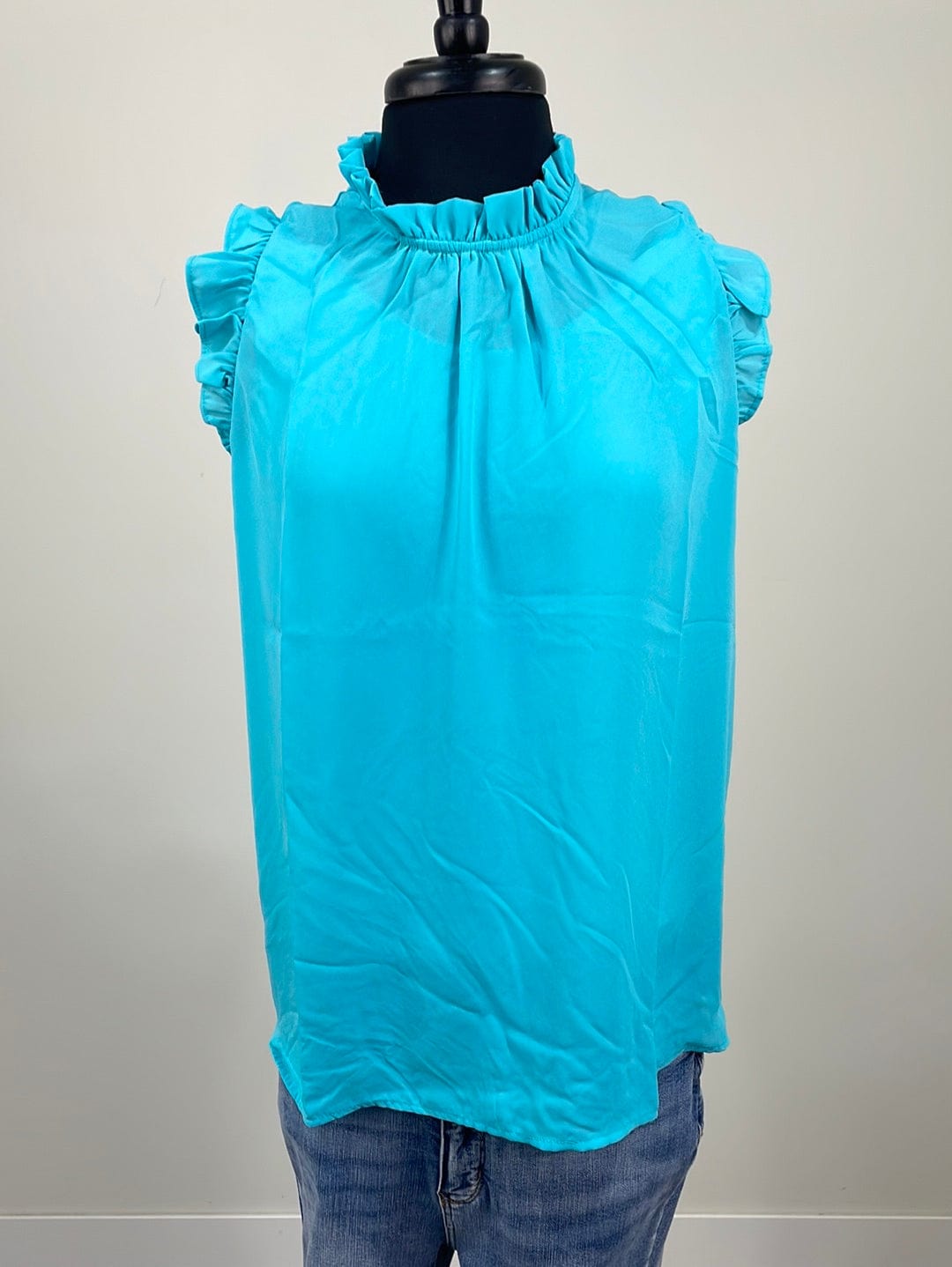 Caribbean Blue Ruffle Tank