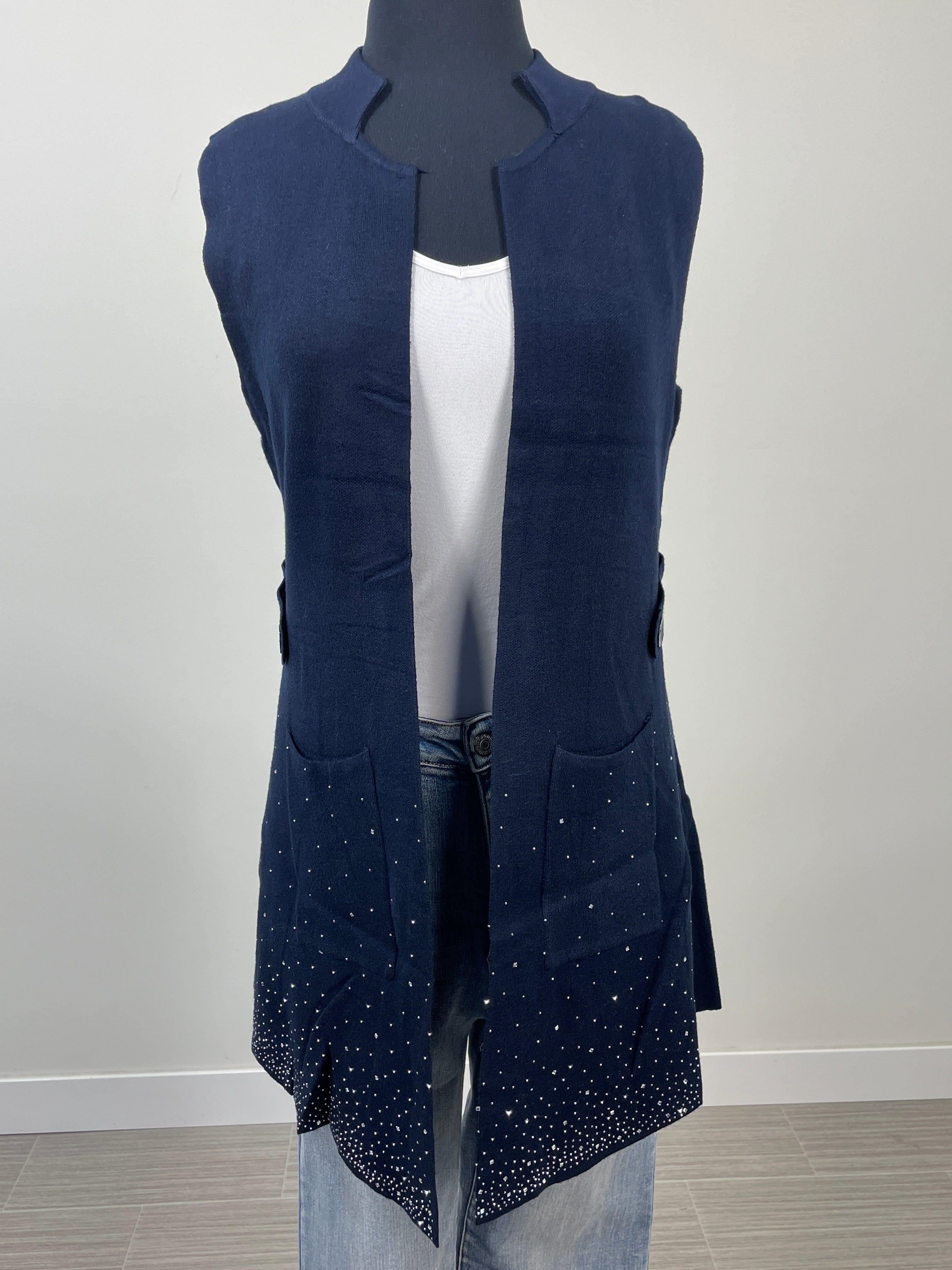 Navy Studded Sweater Vest