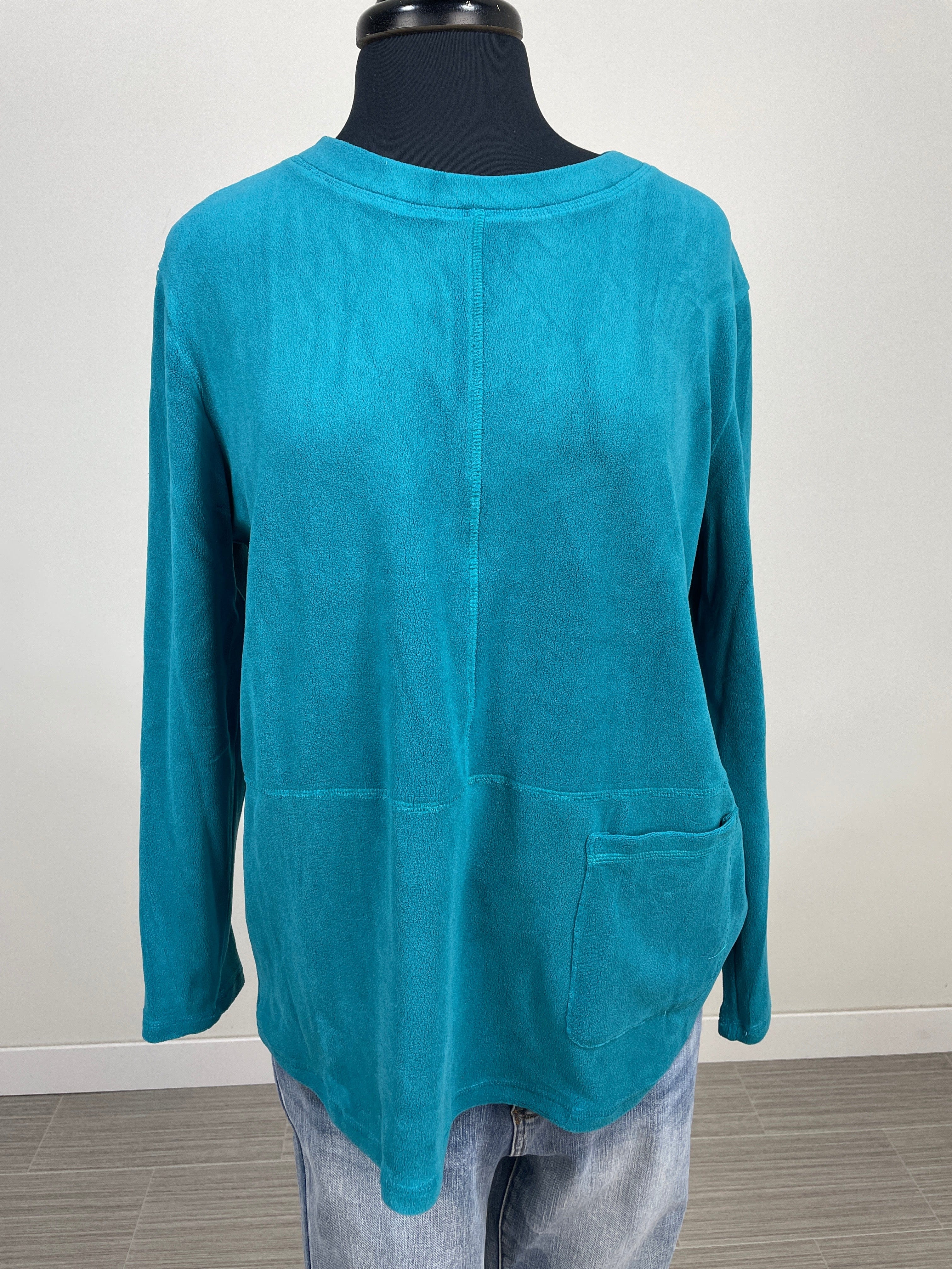 Teal Solid Crew Neck Top