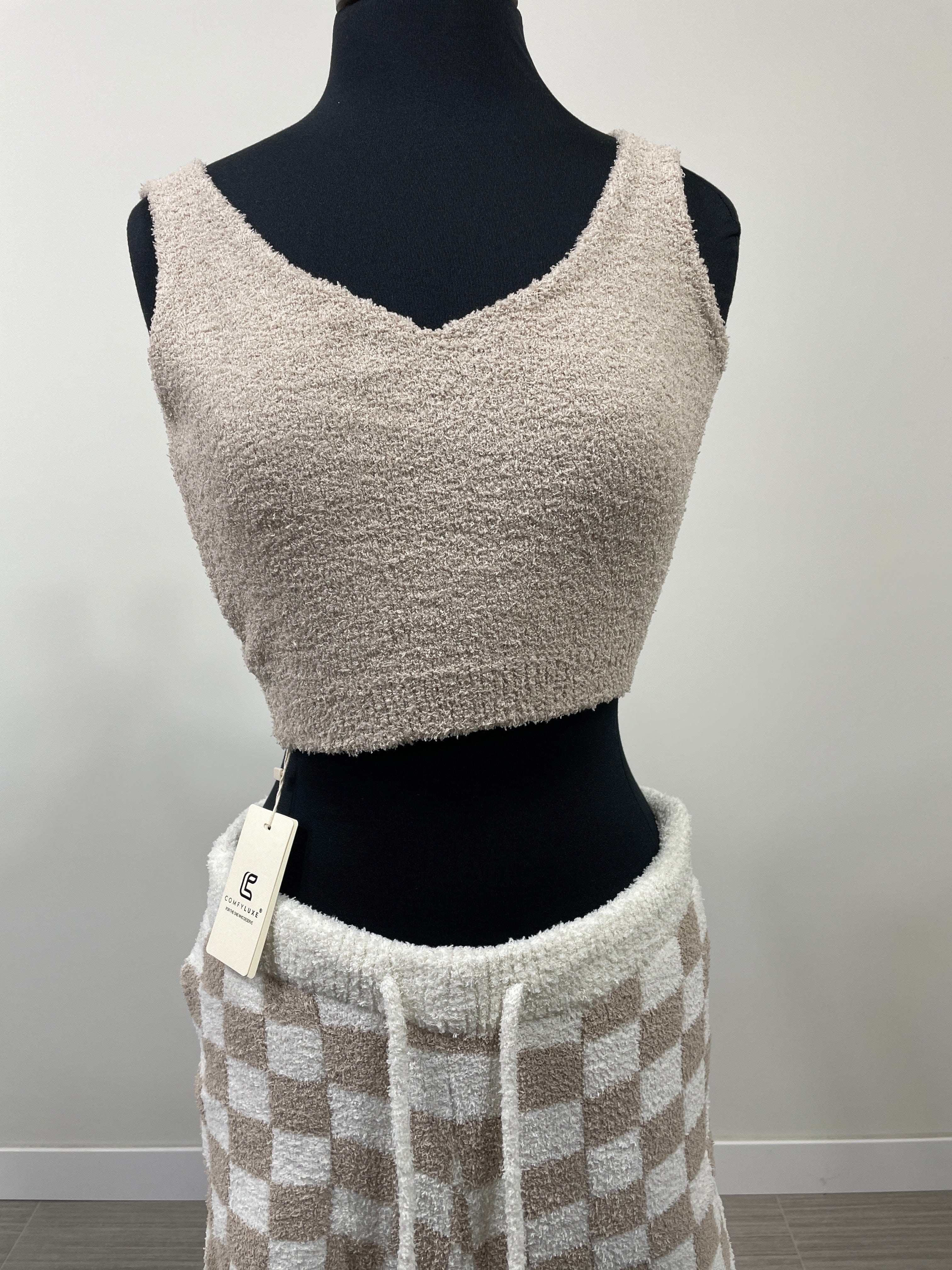 Beige Soft V-Neck Crop Top