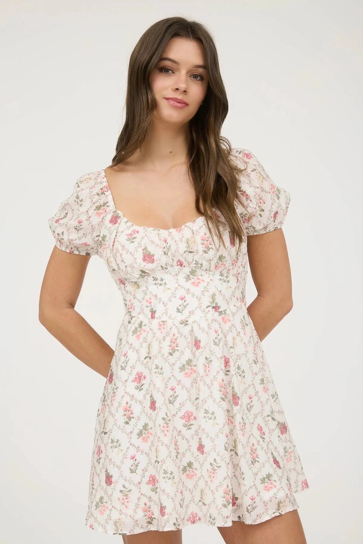Off White Flora Back Tie Mini Dress