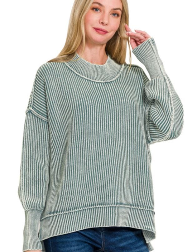 Ash Jade Oversize Side Slit Ribbed Sweater