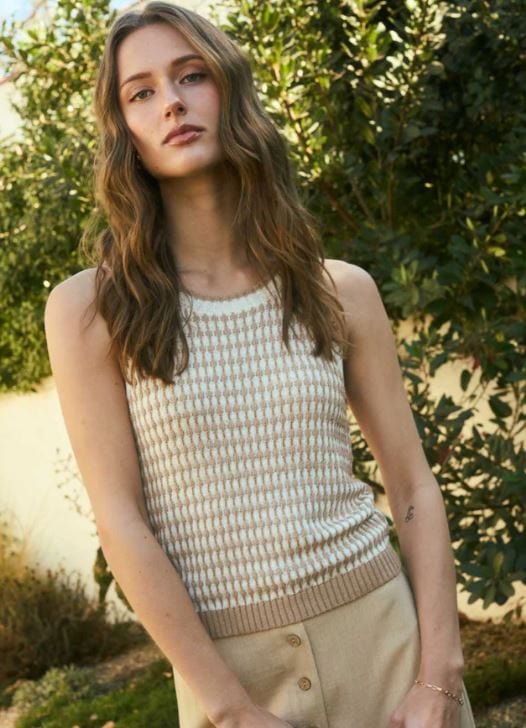 Khaki Contrast Sweater Vest