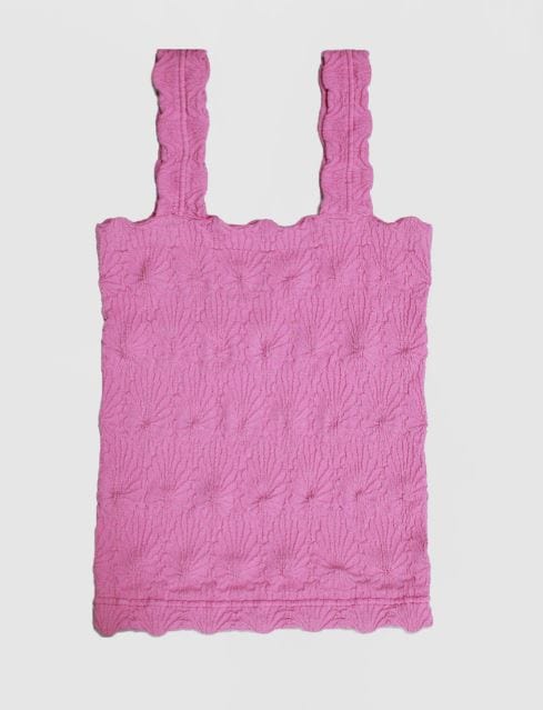 Hot Pink Lace Textured Square Top