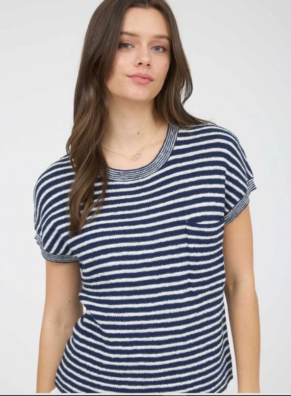 Navy Stripe Pocket Detail Sweater